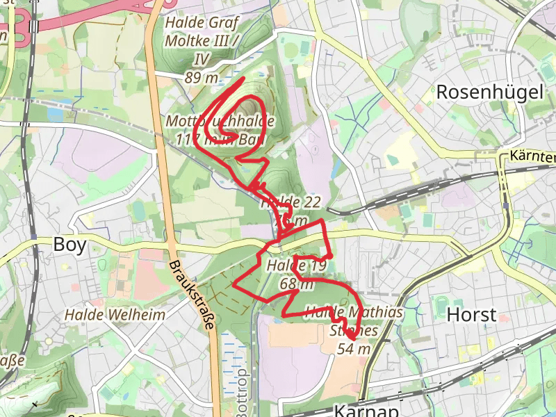 Karnaper Waldchen, Halde 22 and Mottbruchhalde Loop