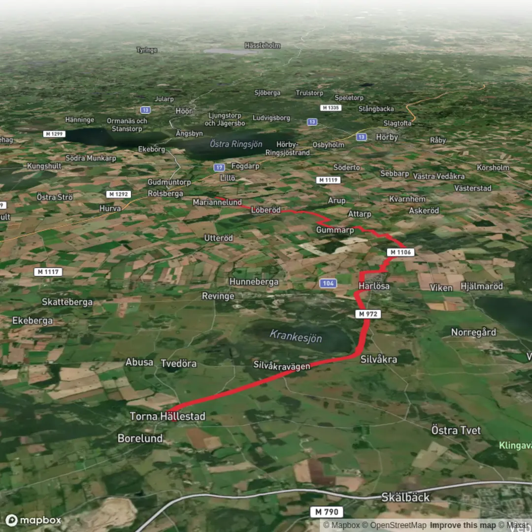 An image depicting the trail TornaHällestad_Löberöd_Rövarekulan and its surrounding area.
