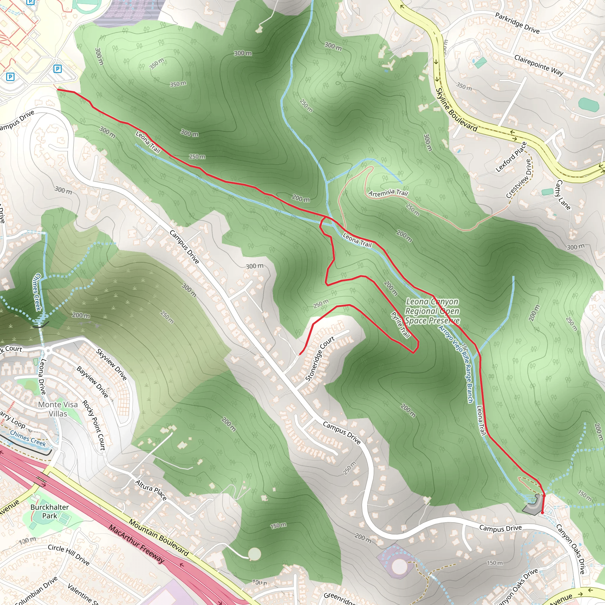 Leona and Pyrite Trail mobile static map