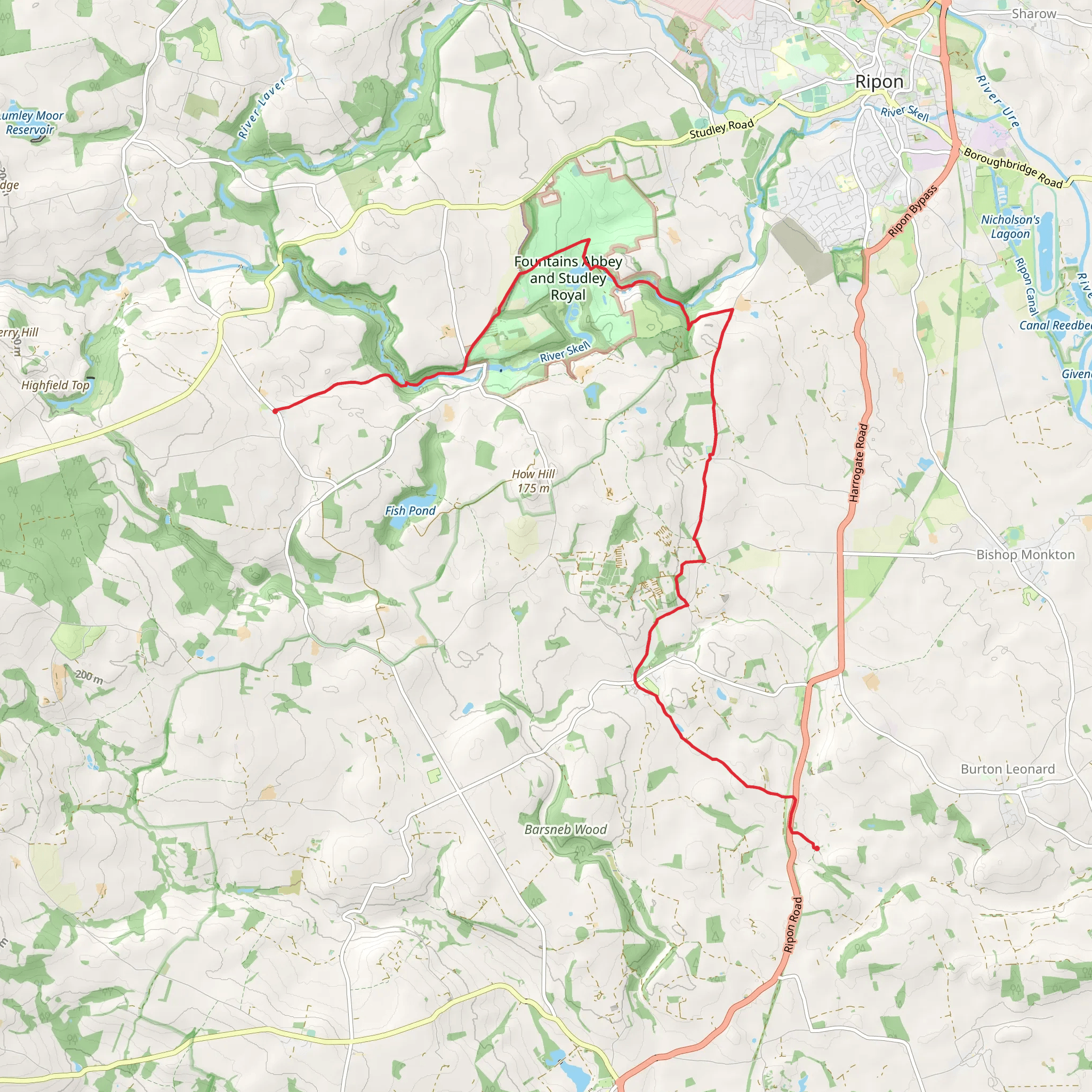 Ripon Rowel Walk Leg 2 - South Stainley to Sawley mobile static map