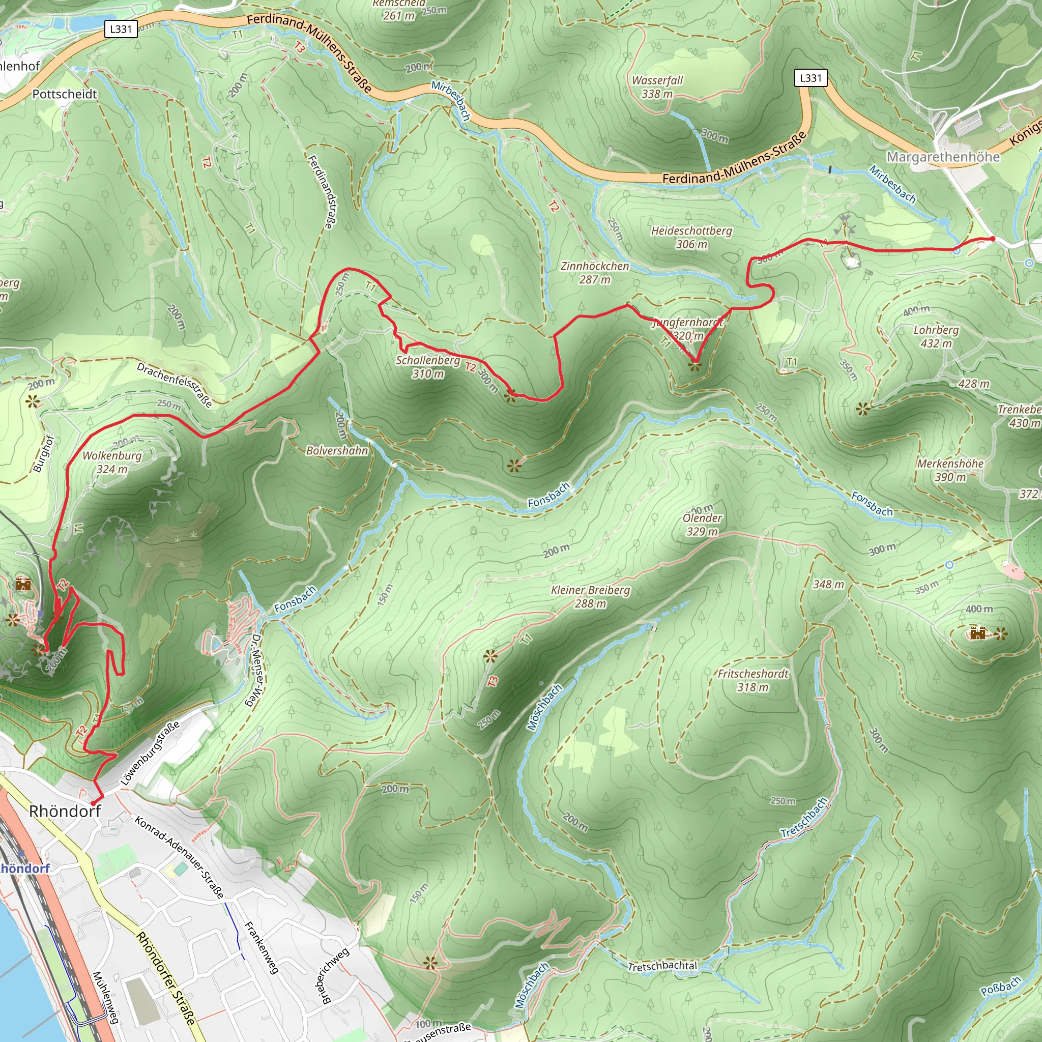 Löwenburgblick, Geisberg and Drachenfeis from Lahr to Rhondorf mobile static map