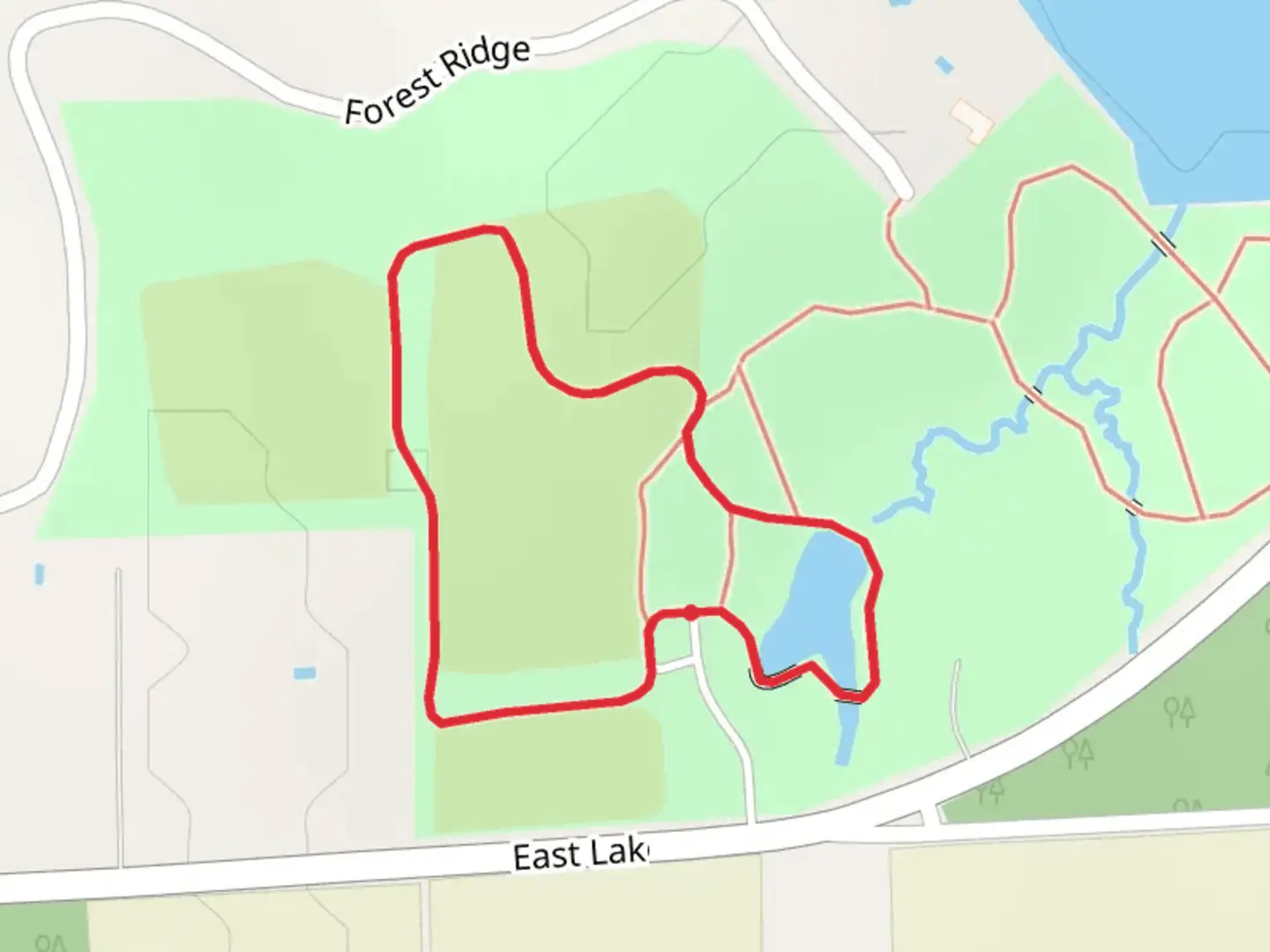 An image depicting the trail East Lake Shore Drive Loop and its surrounding area.