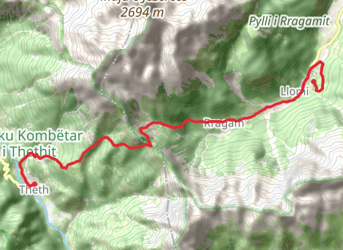 Valbona - Theth Albania mobile static map