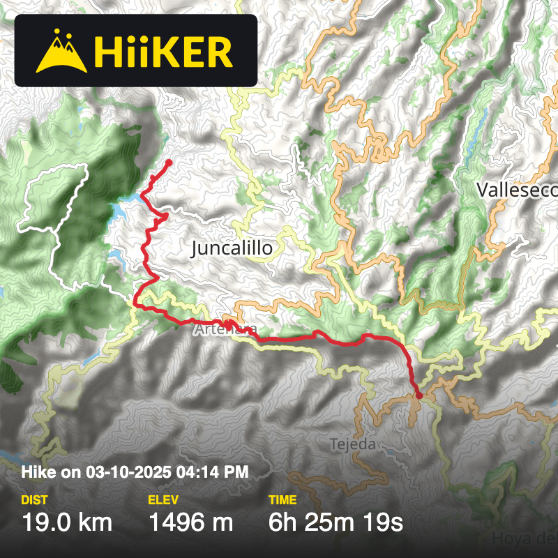 A map preview of the recording Hike on 03-10-2025 04:14 PM.