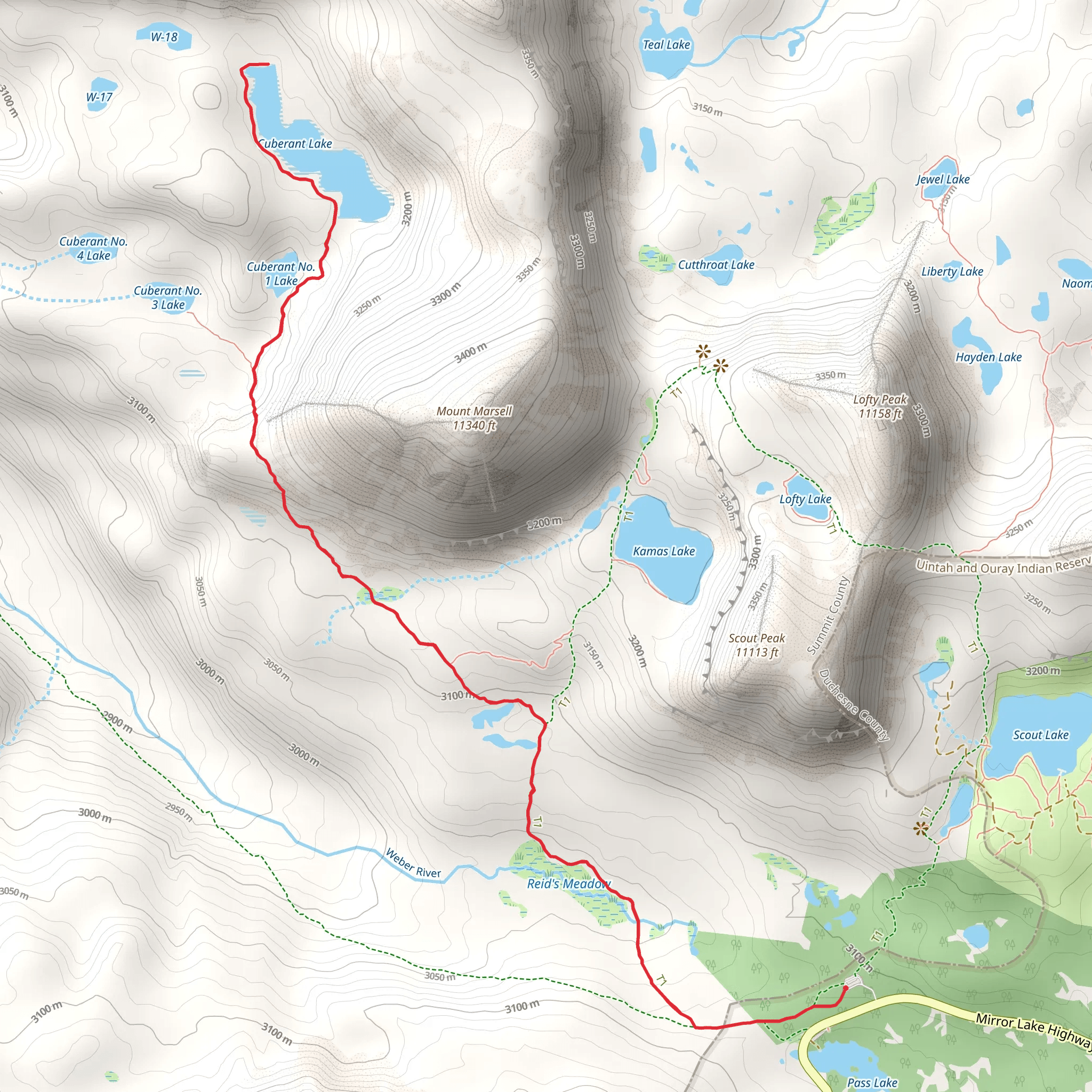 Cuberant Lake via Mainver Trail mobile static map