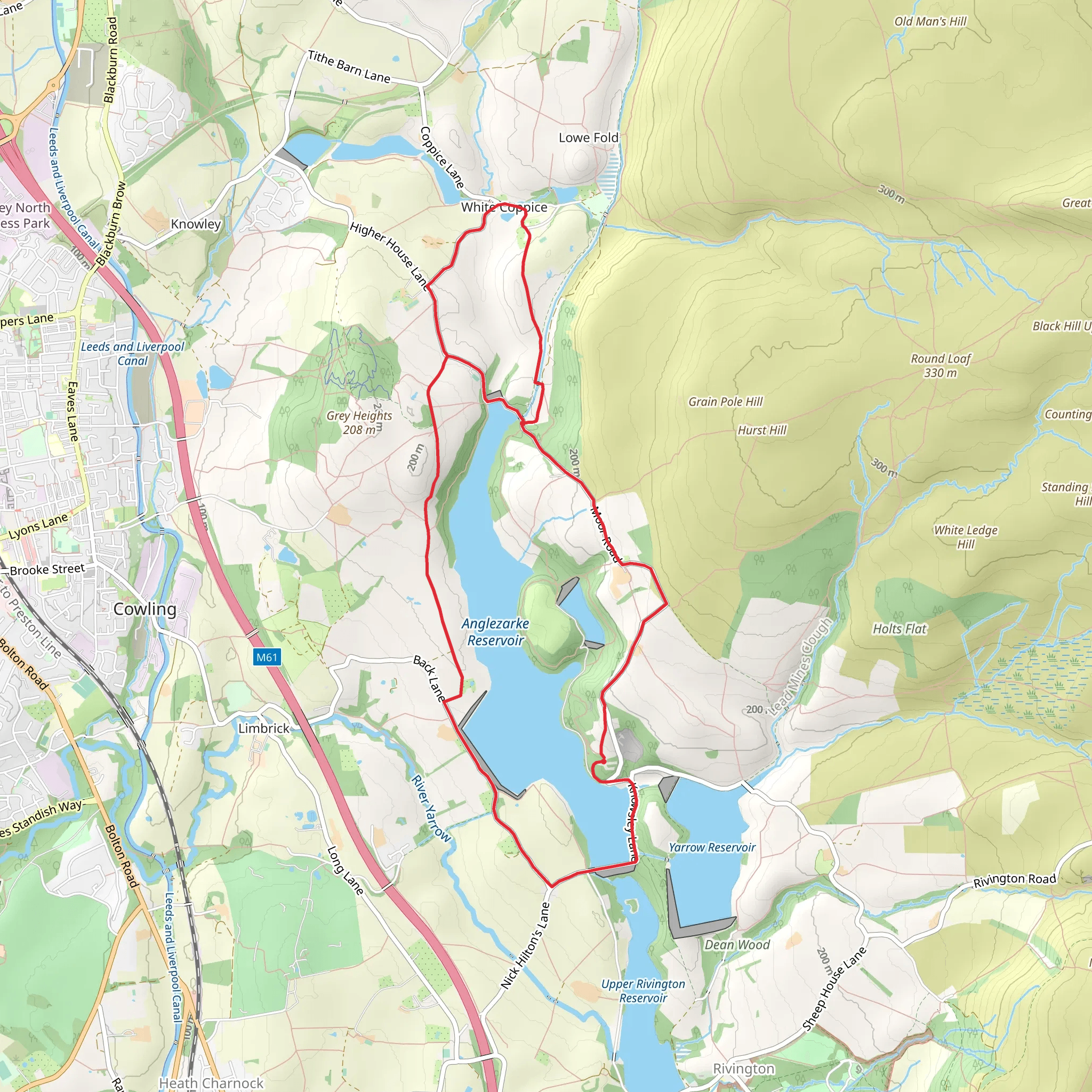 Anglezarke Reservoir Loop mobile static map