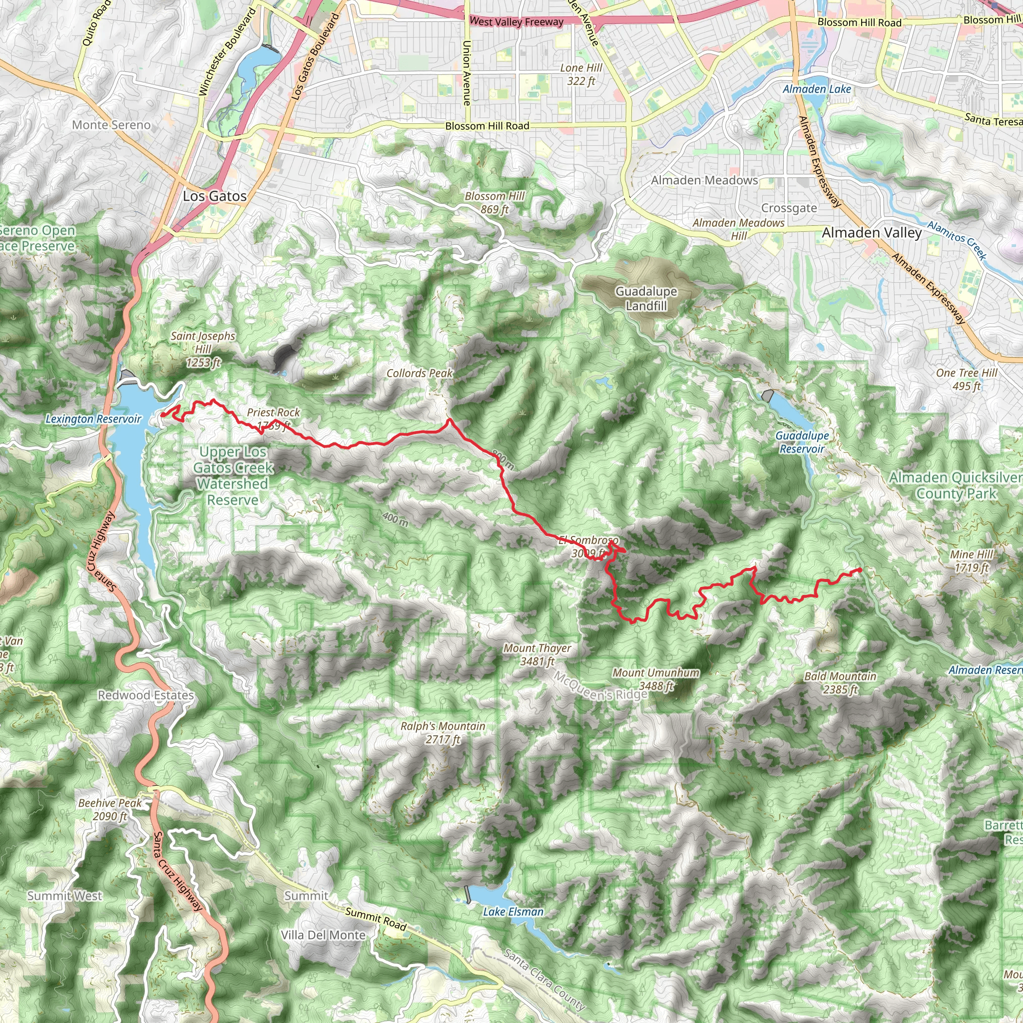 Woods and Priest Rock Trail mobile static map