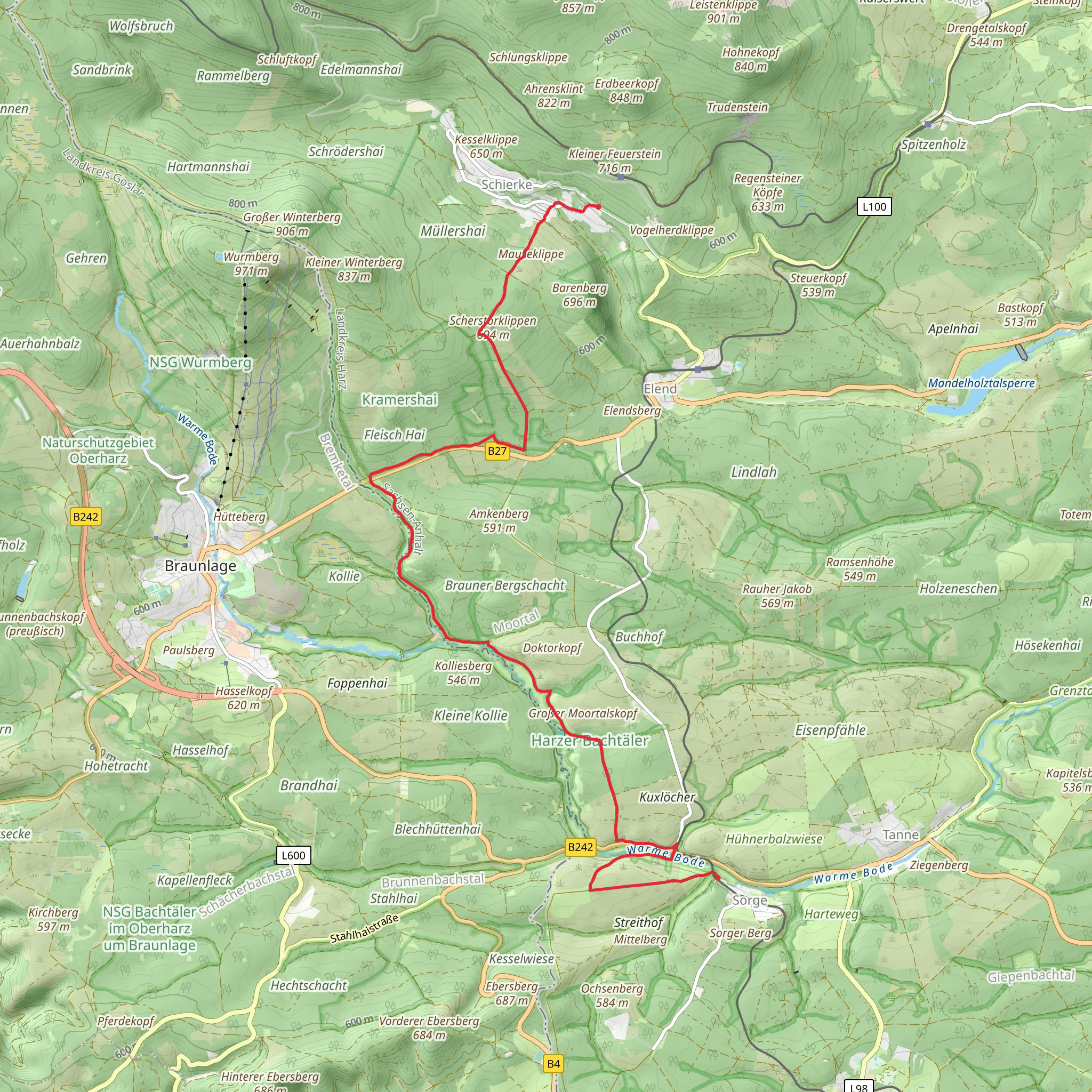 Sorge to Schierke Walk mobile static map