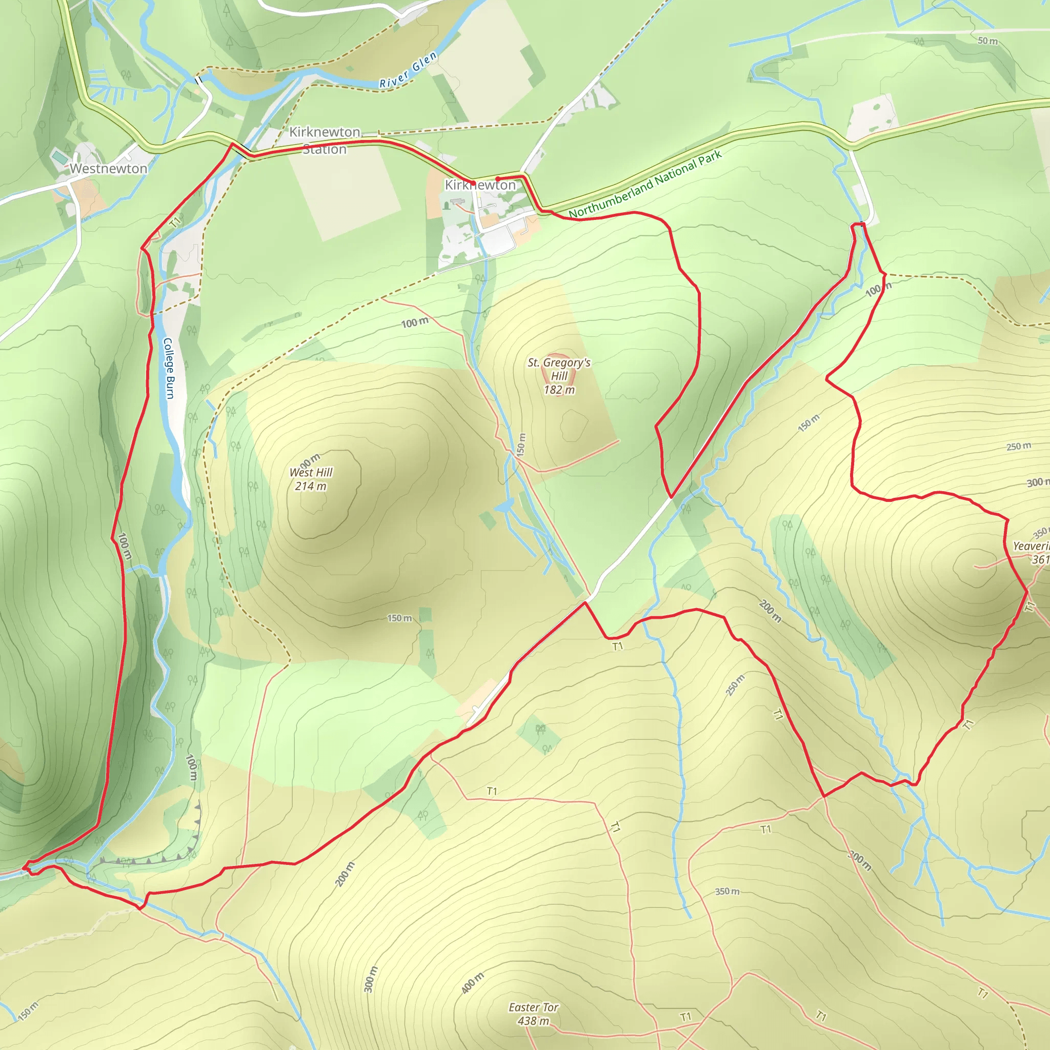 Hethpool Linn and Yeavering Bell Walk mobile static map