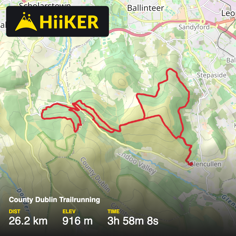 A map preview of the recording County Dublin Trailrunning.