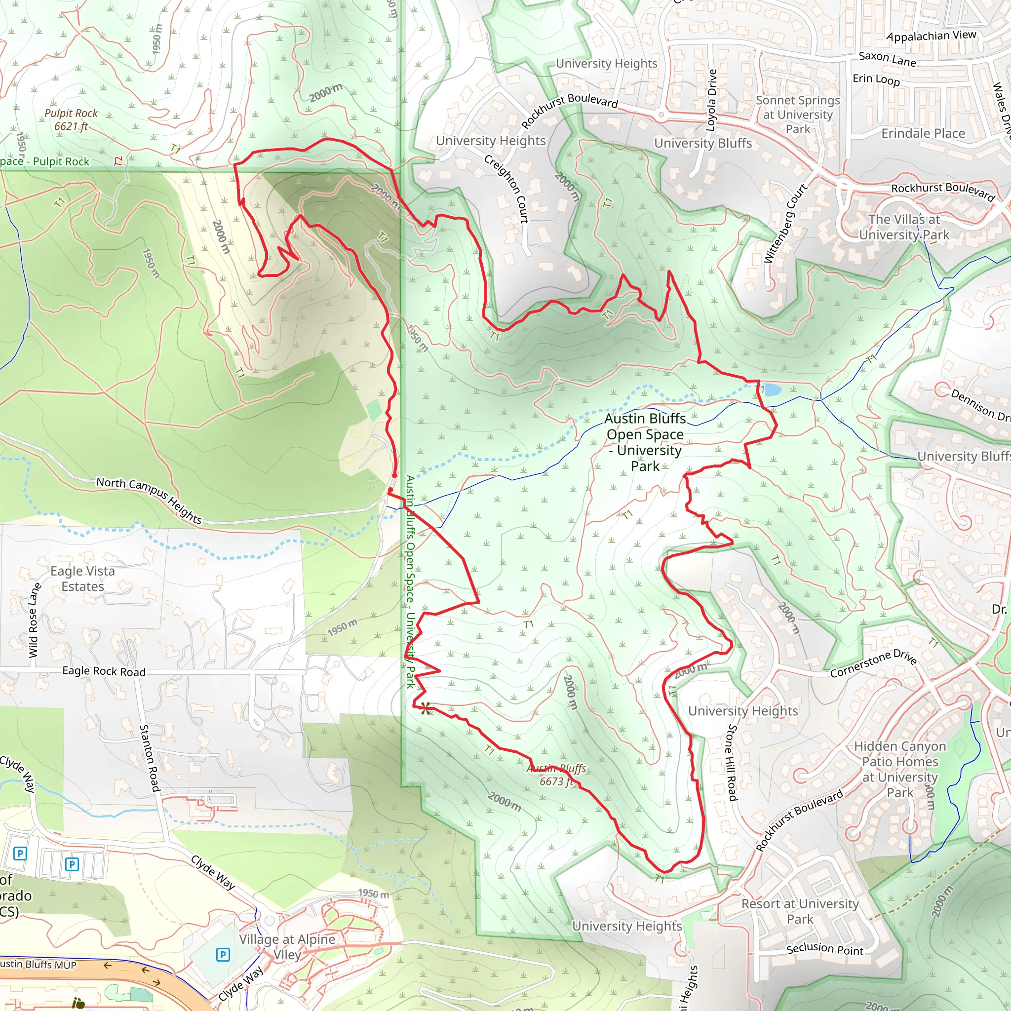 Austn Bluffs and UCCS Campus Garden Loop mobile static map