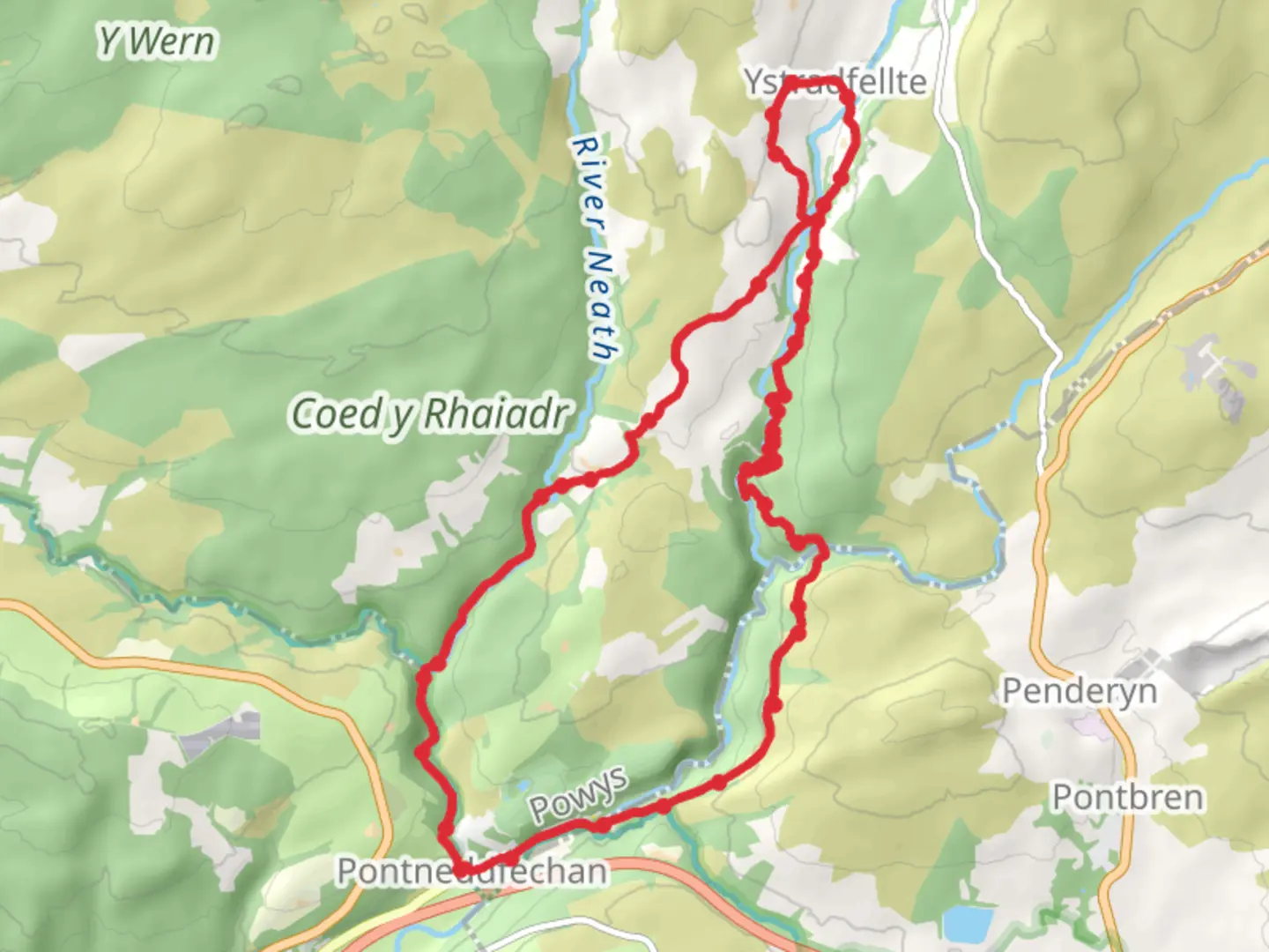 An image depicting the trail Waterfalls Walk from near Ystradfellte and its surrounding area.