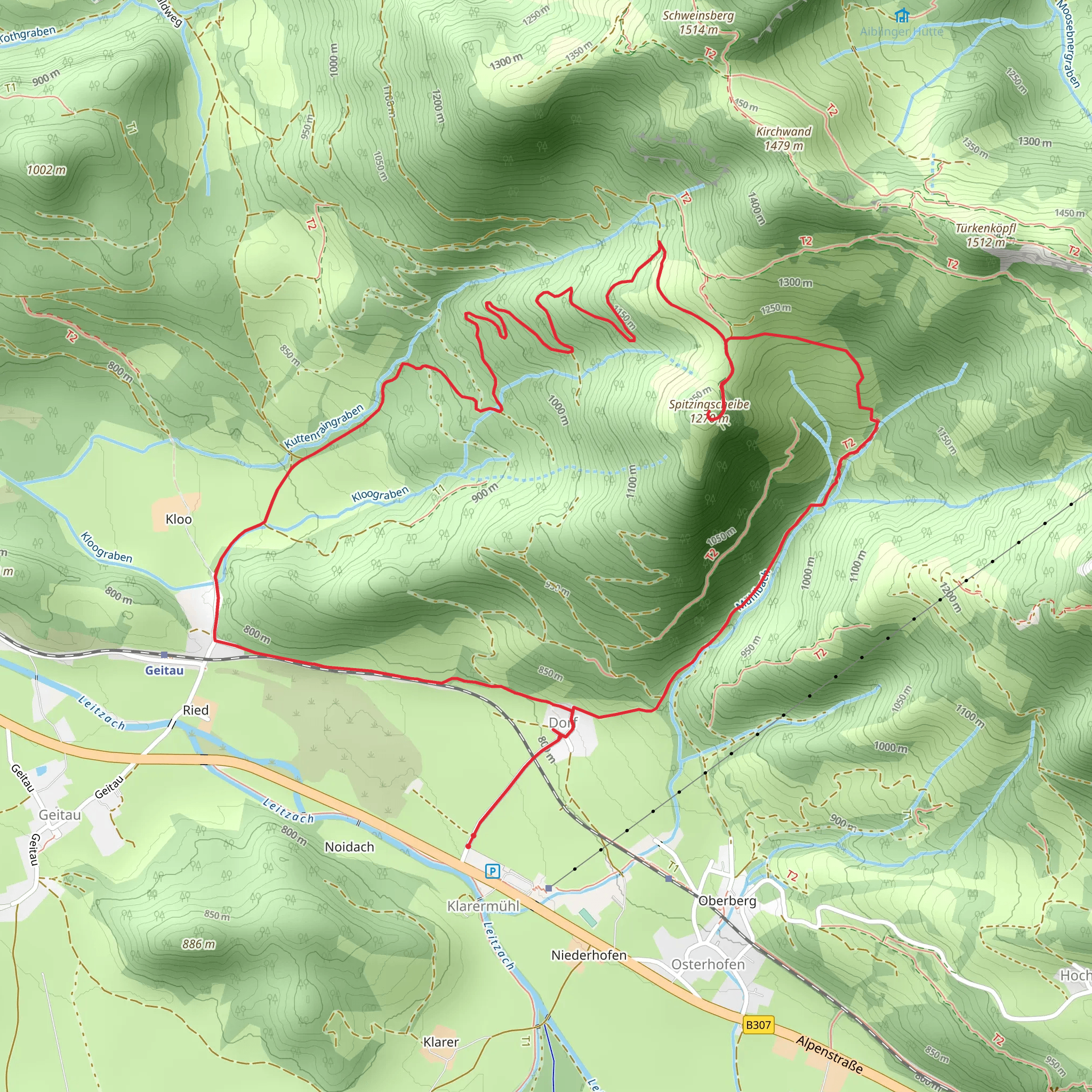 Spitzingscheibe Peak Loop from Osterhofen mobile static map