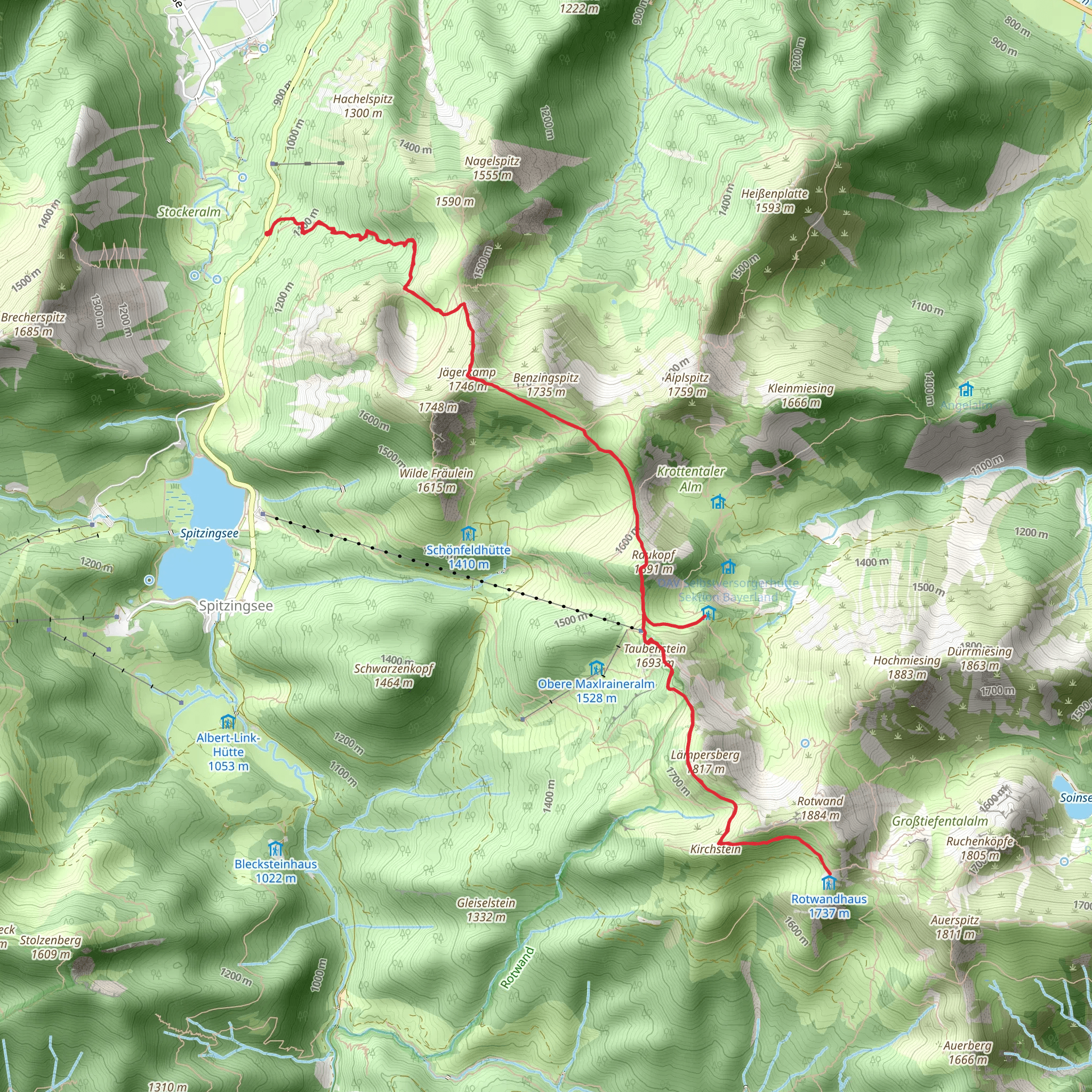 Rotwandhaus Walk via Taubenstein mobile static map