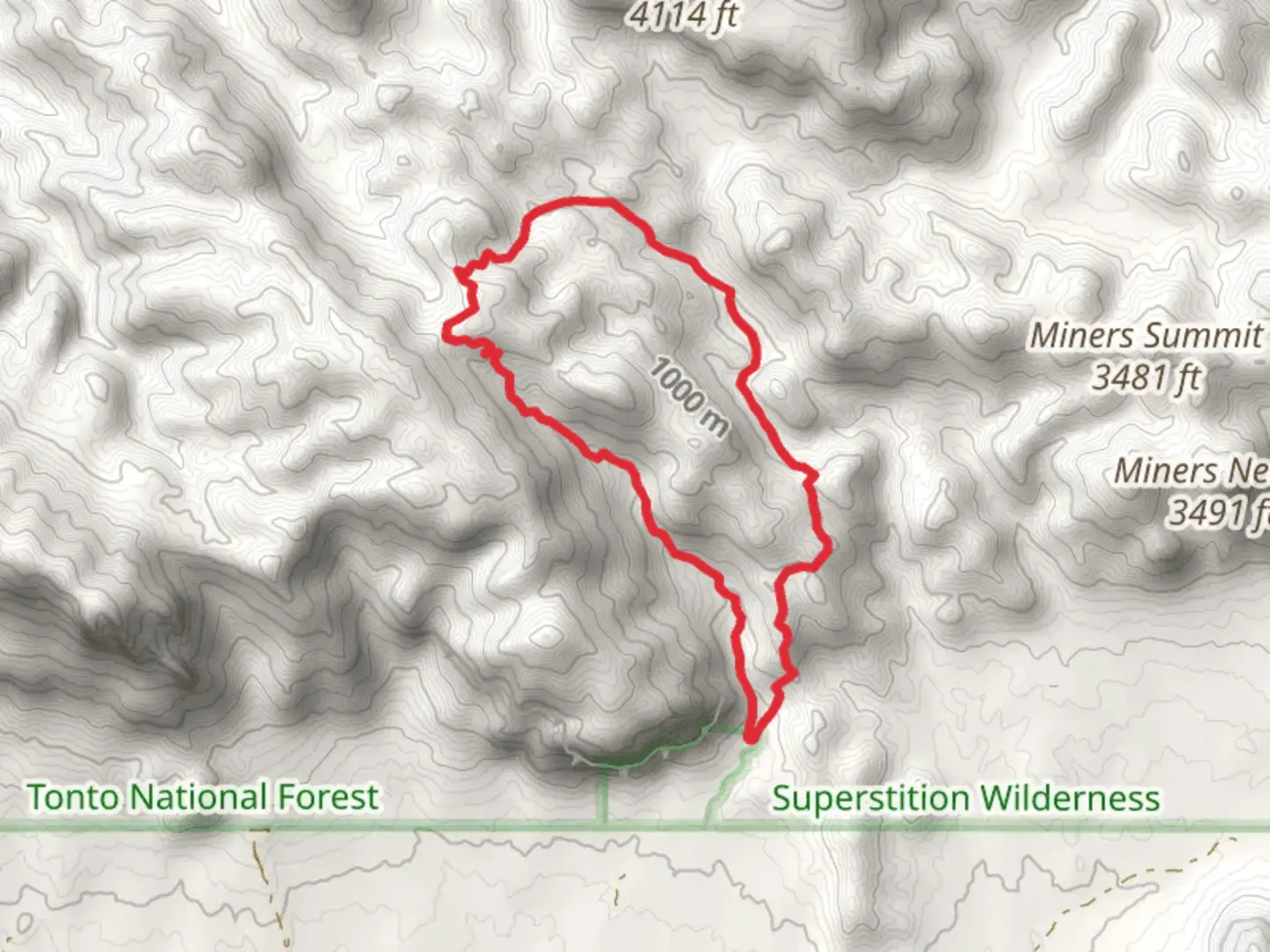 An image depicting the trail Peralta Canyon Trail, Fremont Saddle and Bluff Spring Trail Loop and its surrounding area.