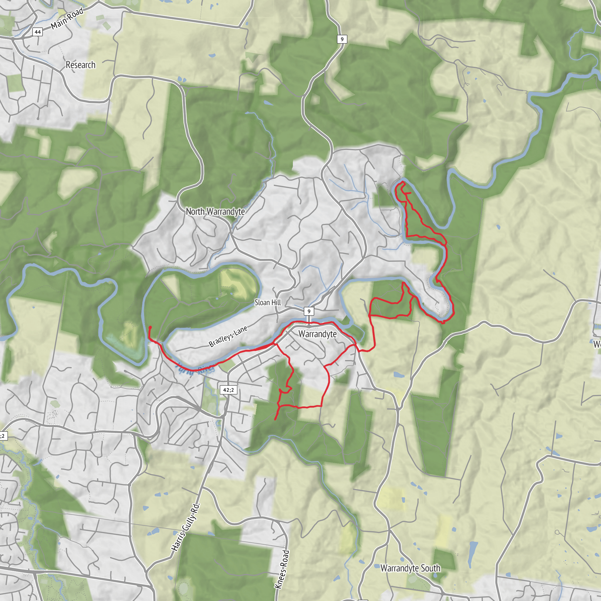 Warrandyte State Park Loop mobile static map