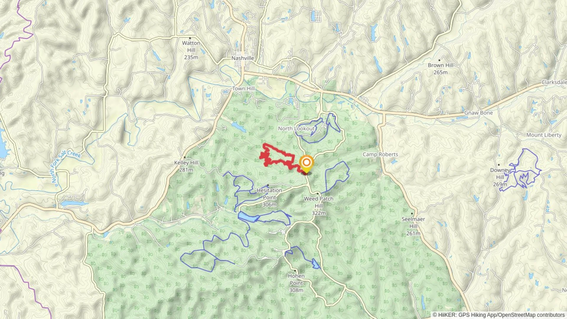 An image depicting the trail Aynes Loop and its surrounding area.