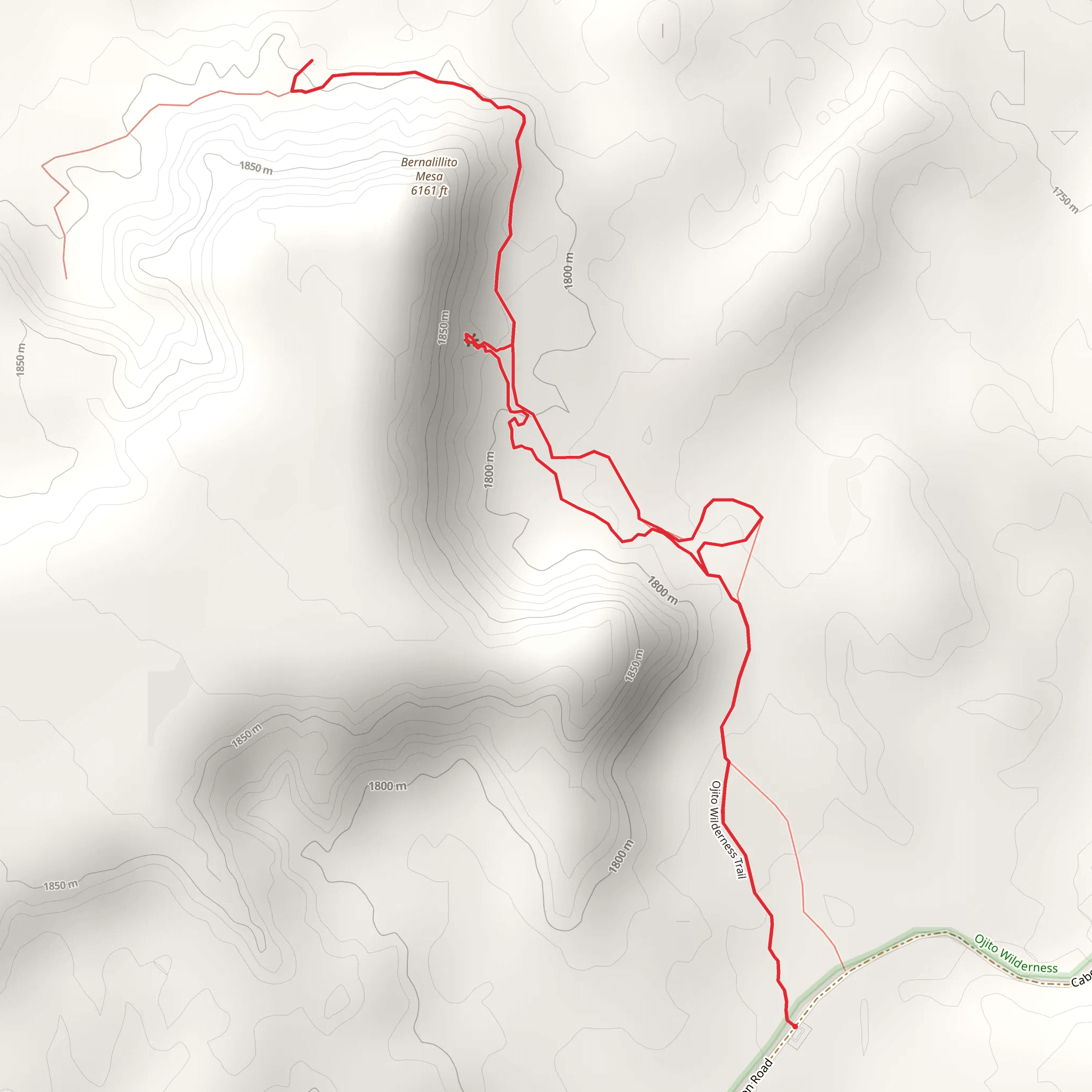 Bernalillito Mesa via Ojito Wilderness Trail mobile static map