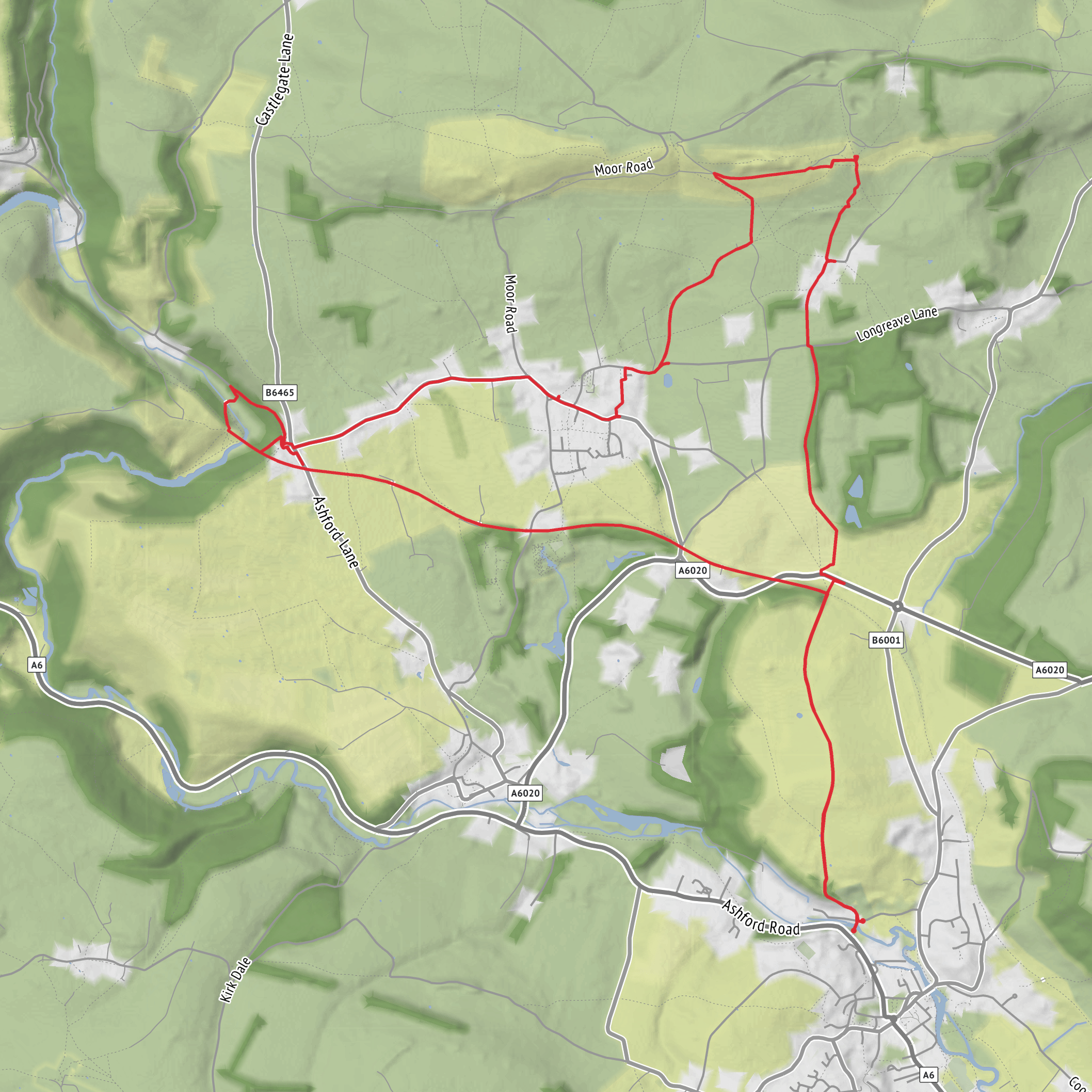 Great Long stone and Monsal Head Loop mobile static map