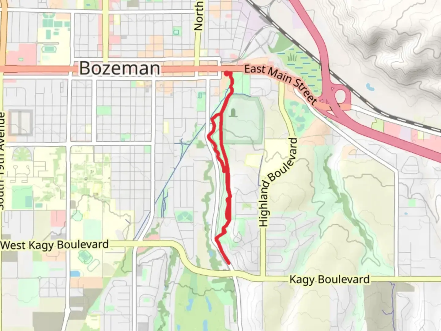 An image depicting the trail Burk Park Trail and its surrounding area.