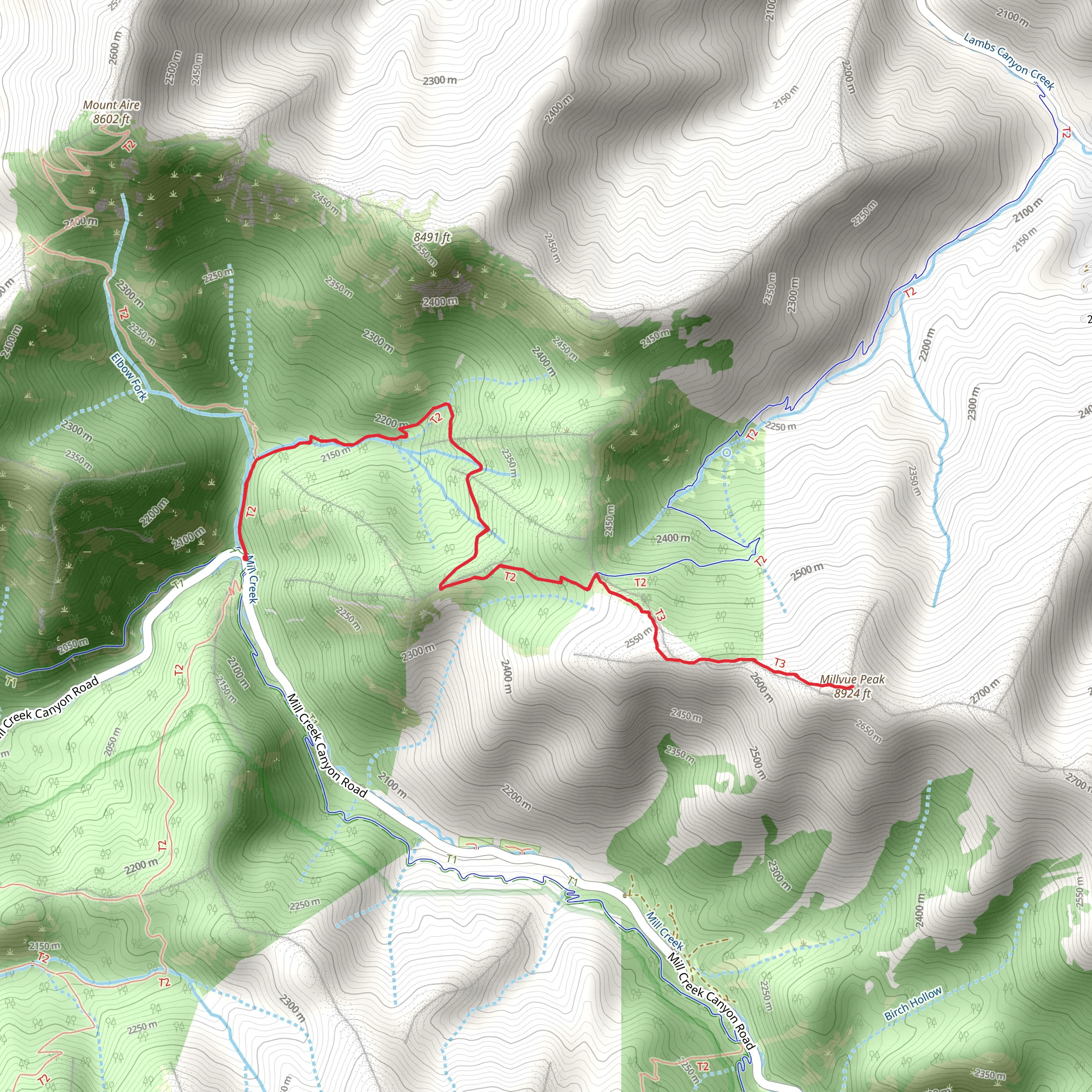 Lambs Canyon Trail and Millvue Peak Trail mobile static map