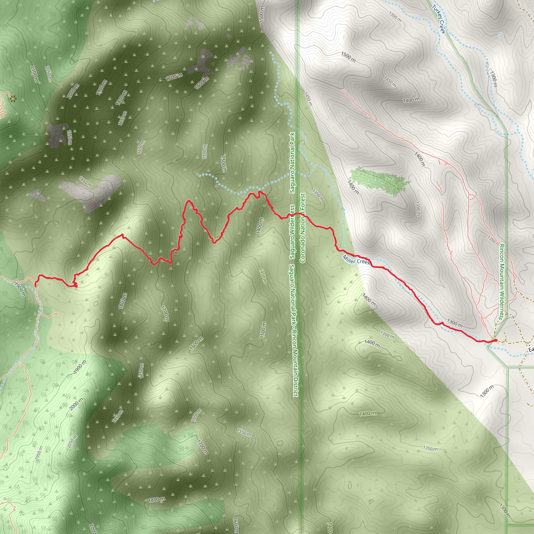 Miller Canyon and Miller Creek Trail mobile static map