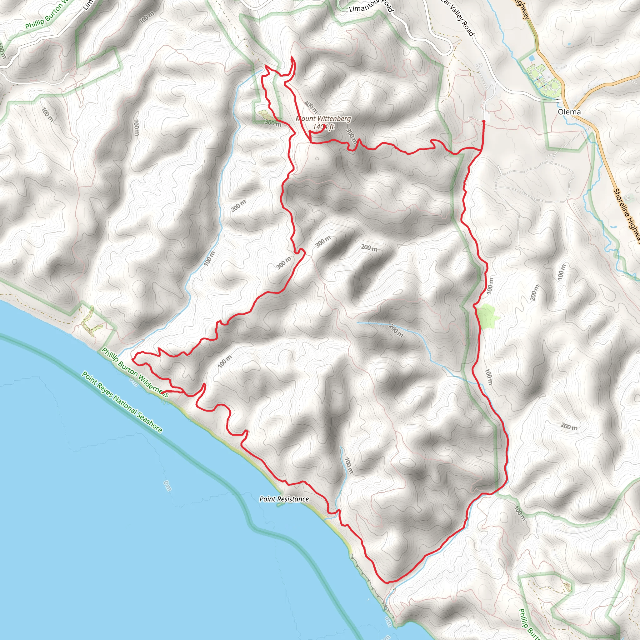 Mount Wittenberg, Sky and Sculptured Beach Loop Trail mobile static map