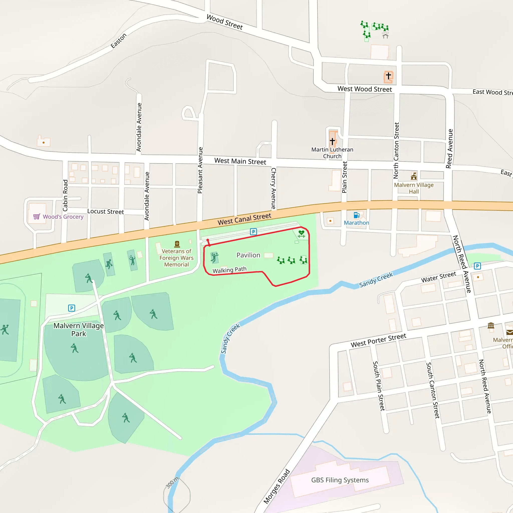 West Canal Street Walking Path Loop mobile static map