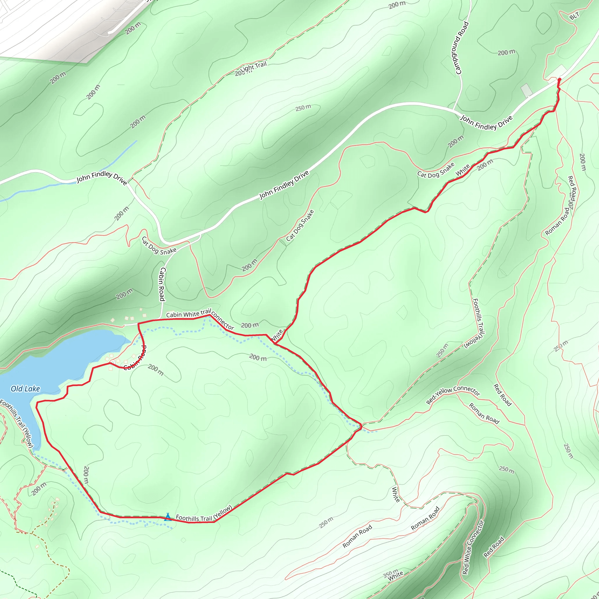 Tranquility Lake Loop via Foothills Trail - Yellow and White mobile static map