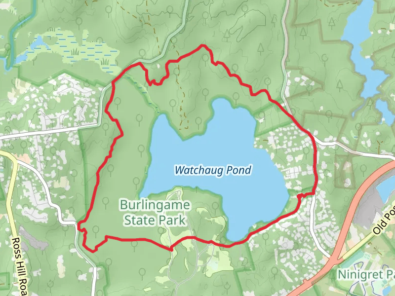 Watchaug Pond Loop via Vin Gormley Trail and North South Trail