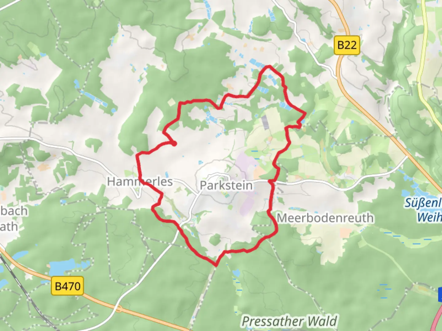 An image depicting the trail Parkstein Loop and its surrounding area.