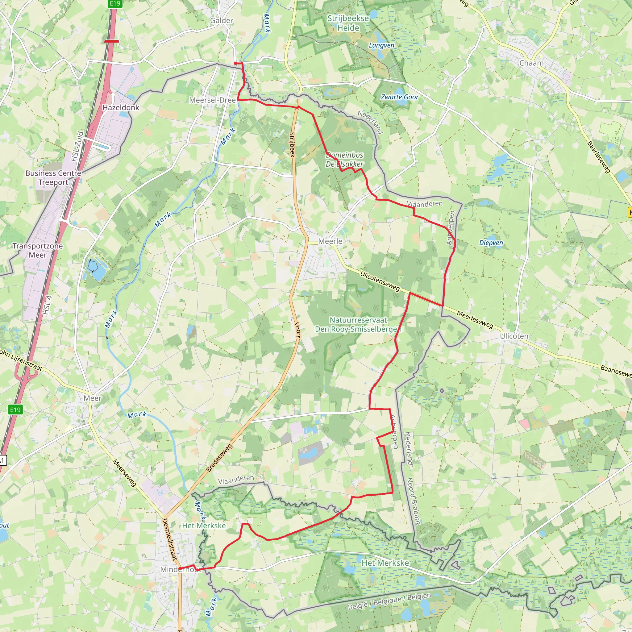 Markweg to Torenakker via Mark Weg and Gouverneursbos mobile static map