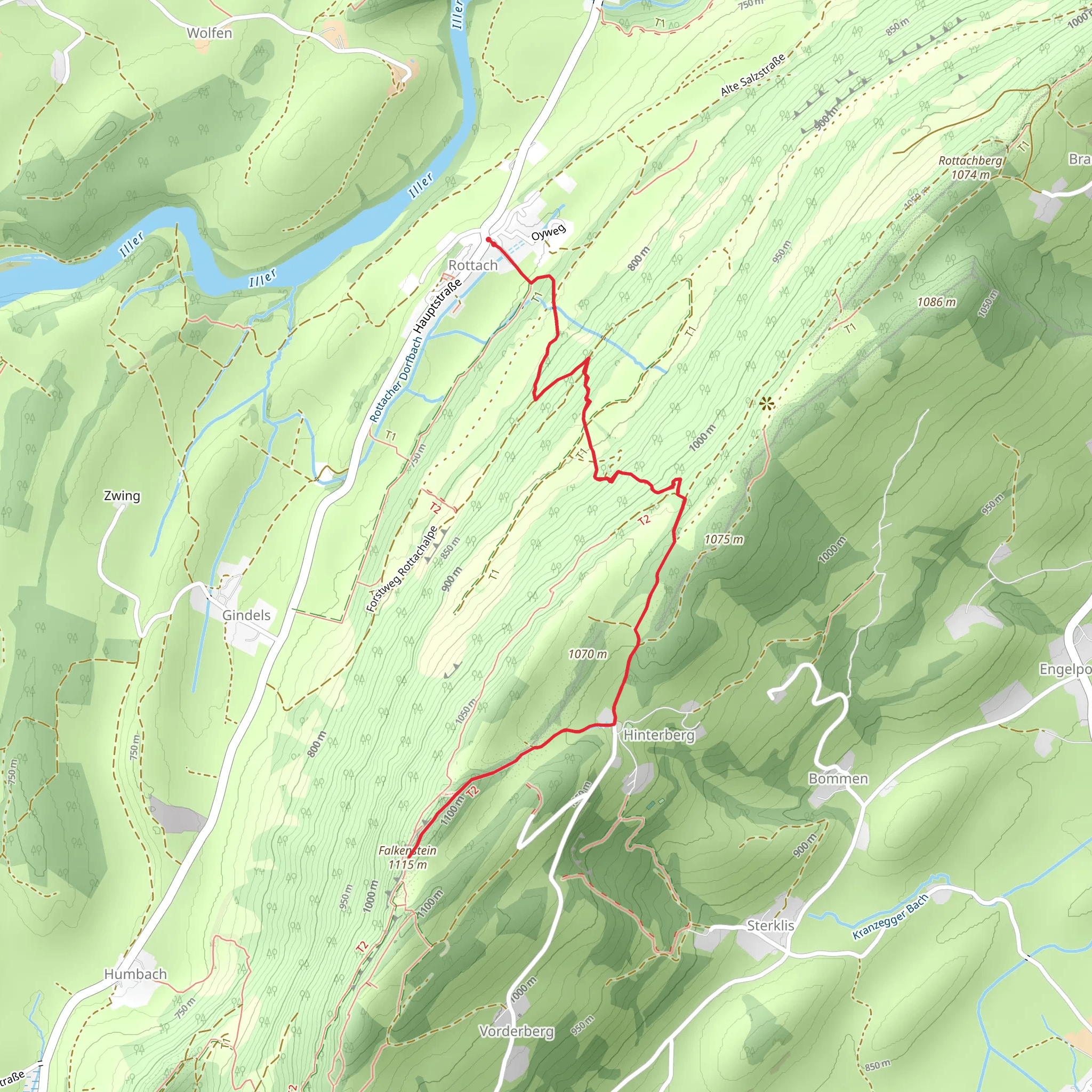 Falkenstein Walk from Rottach mobile static map