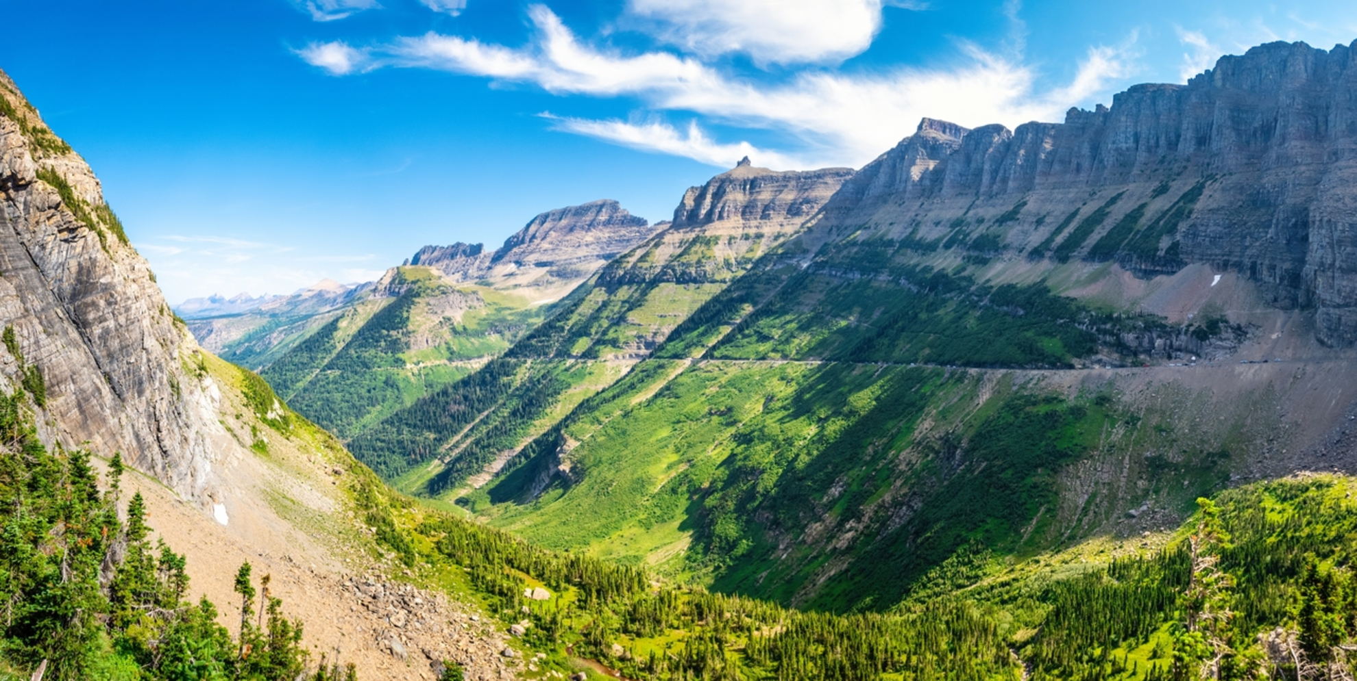 An image depicting the trail Haystack Pass and Garden Wall Trail via Highline Trail and its surrounding area.