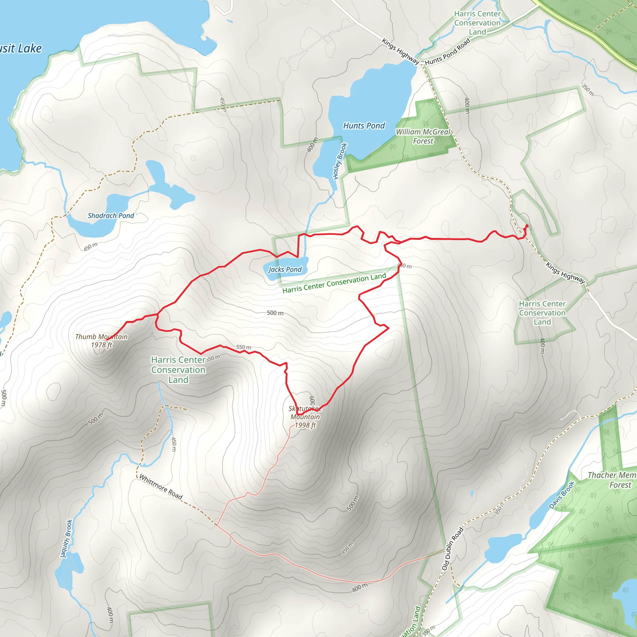 Thumb and Skatutakee Mountain Loop mobile static map