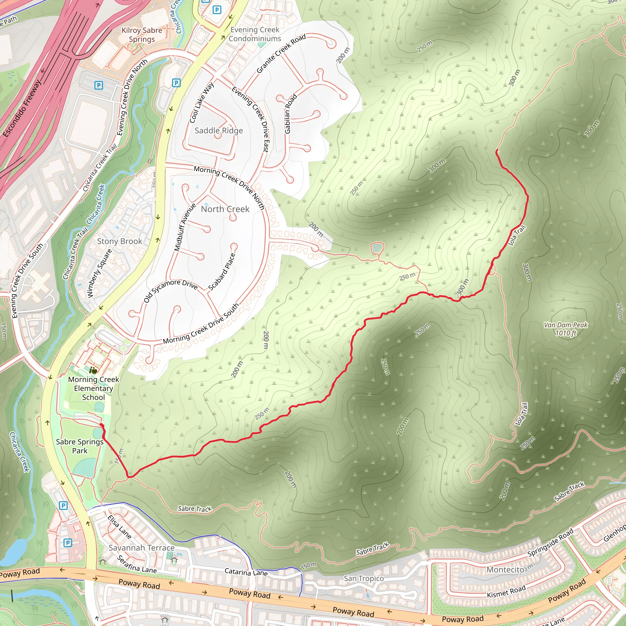 Sabre Spring and Iola Way mobile static map