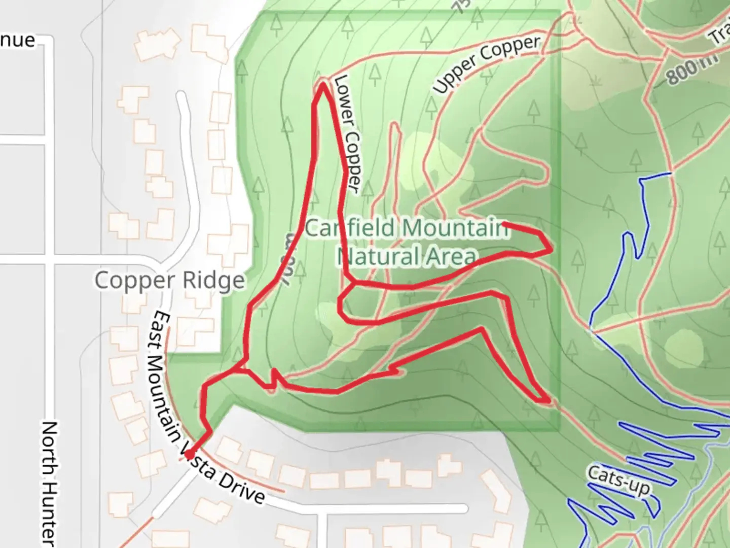 An image depicting the trail Canfield Mountain Park Short Loop and its surrounding area.