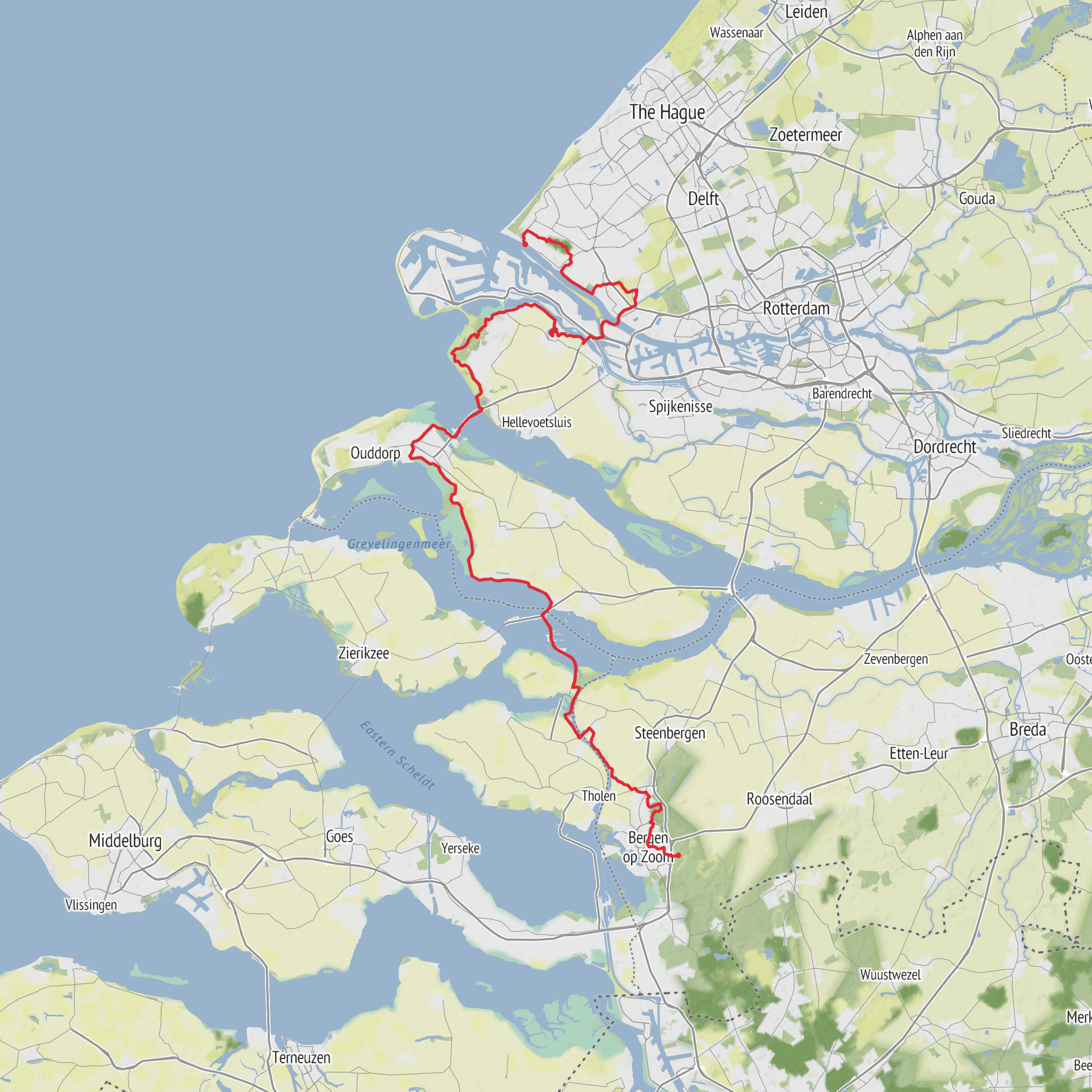 E2 Netherlands - Hoek van Holland to Bergen op Zoom mobile static map