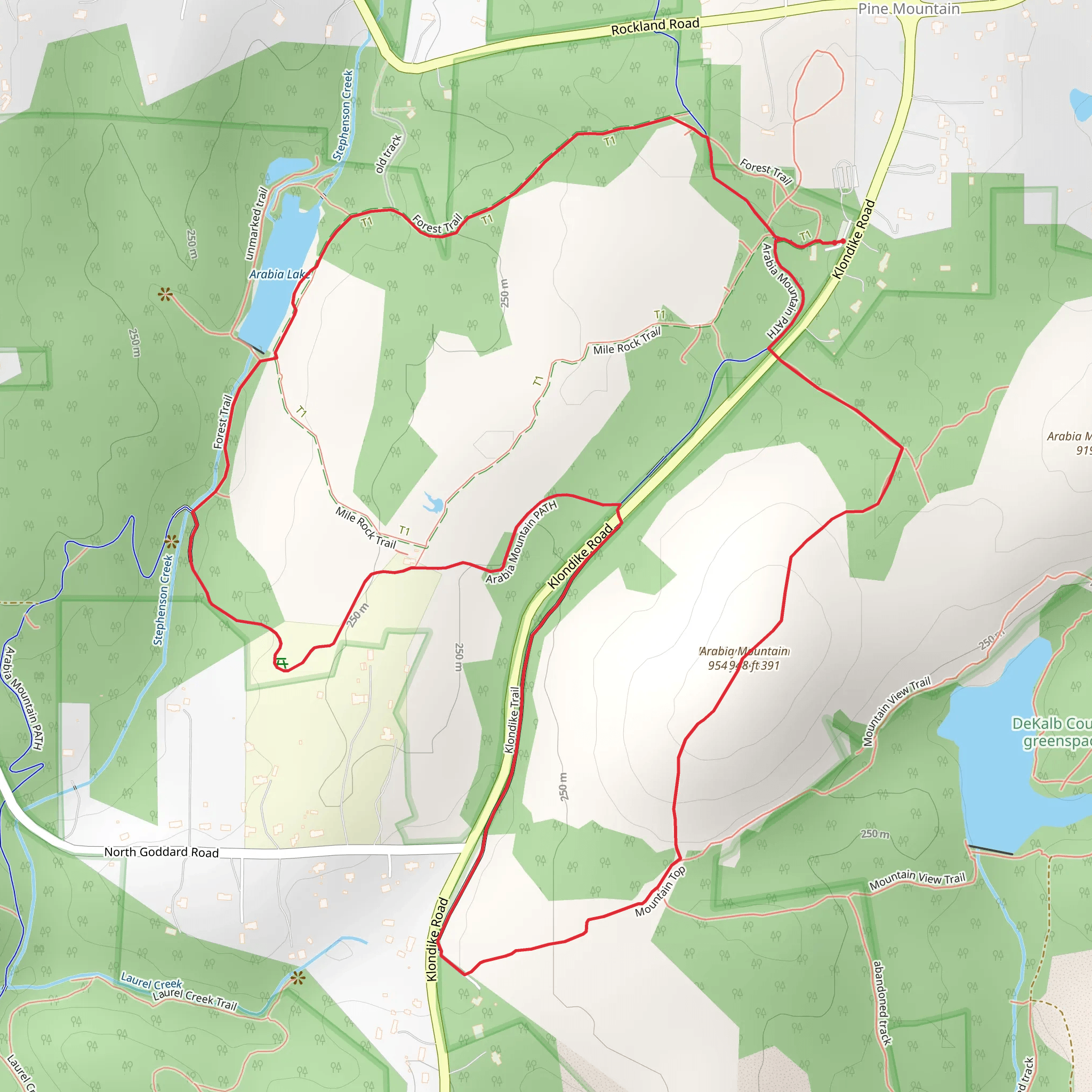 Arabia Mountain and Lake Loop mobile static map