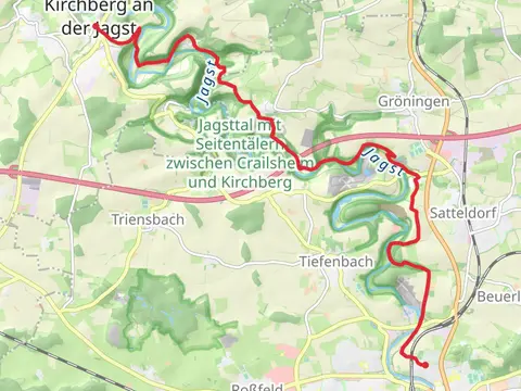 Kirchberg an der Jagst to Schiessberg Walk cia River Jagst