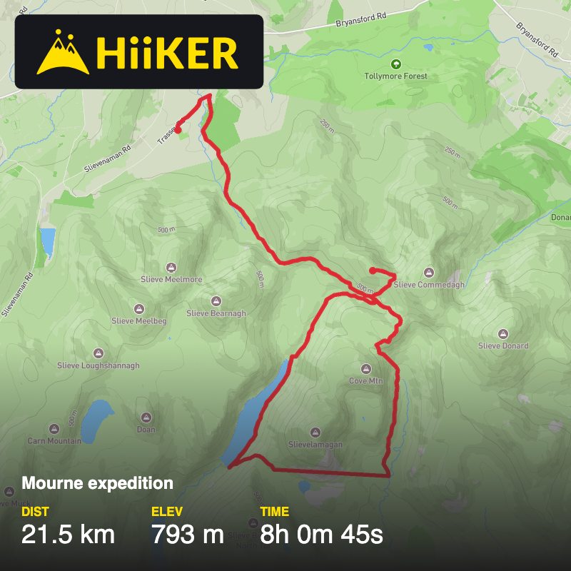 A map preview of the recording Mourne expedition .