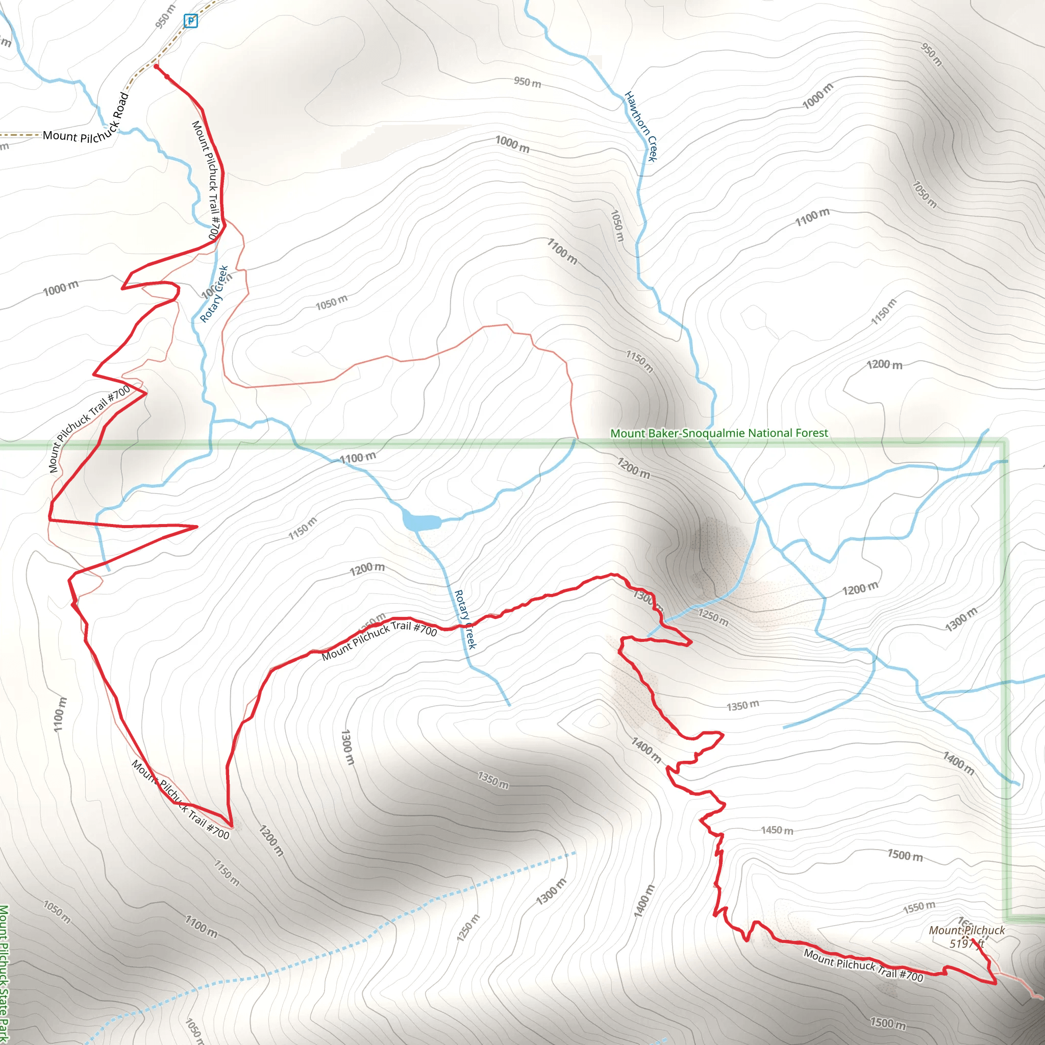 Pilchuck Lookout Trail mobile static map