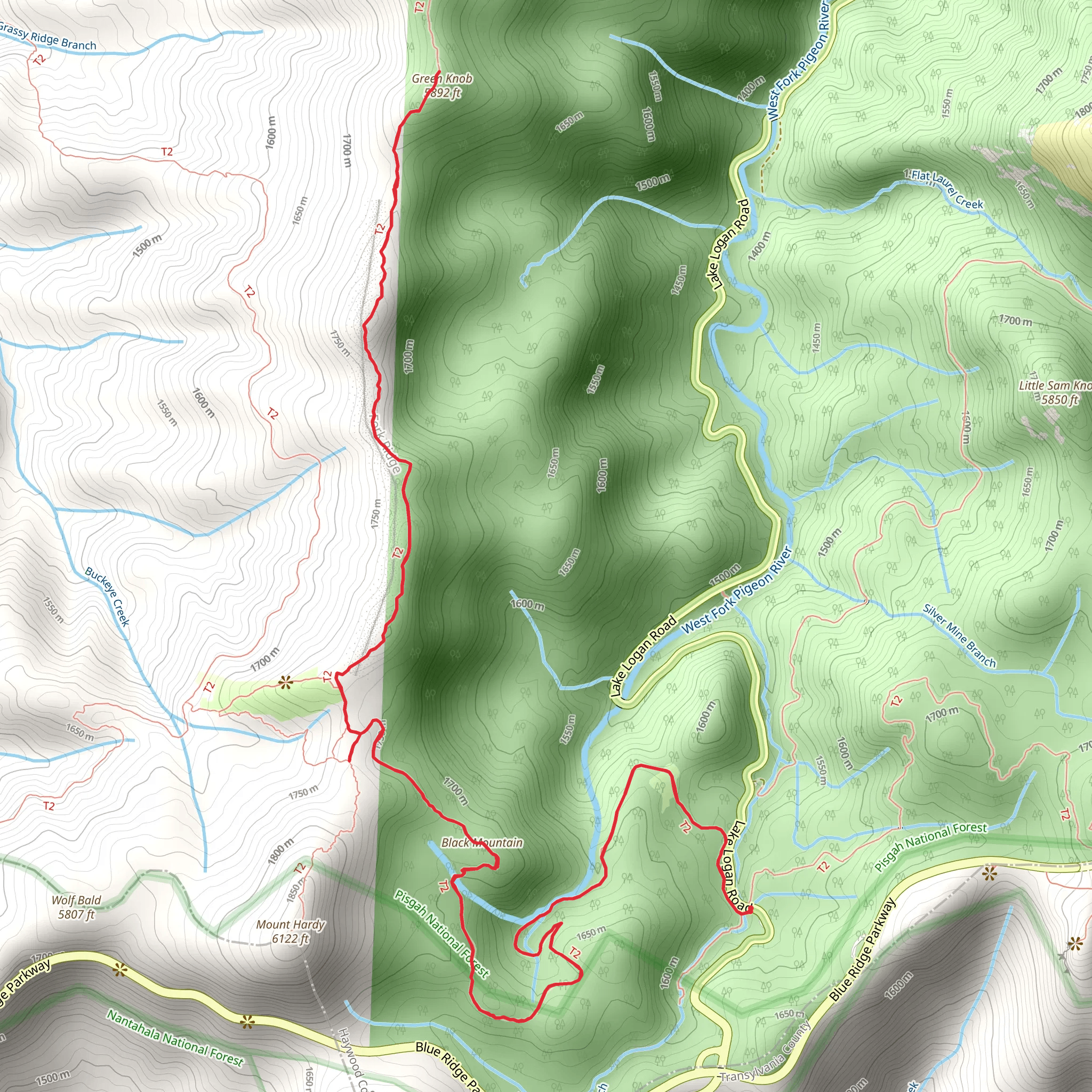 Green Knob via Green Mountain Trail mobile static map