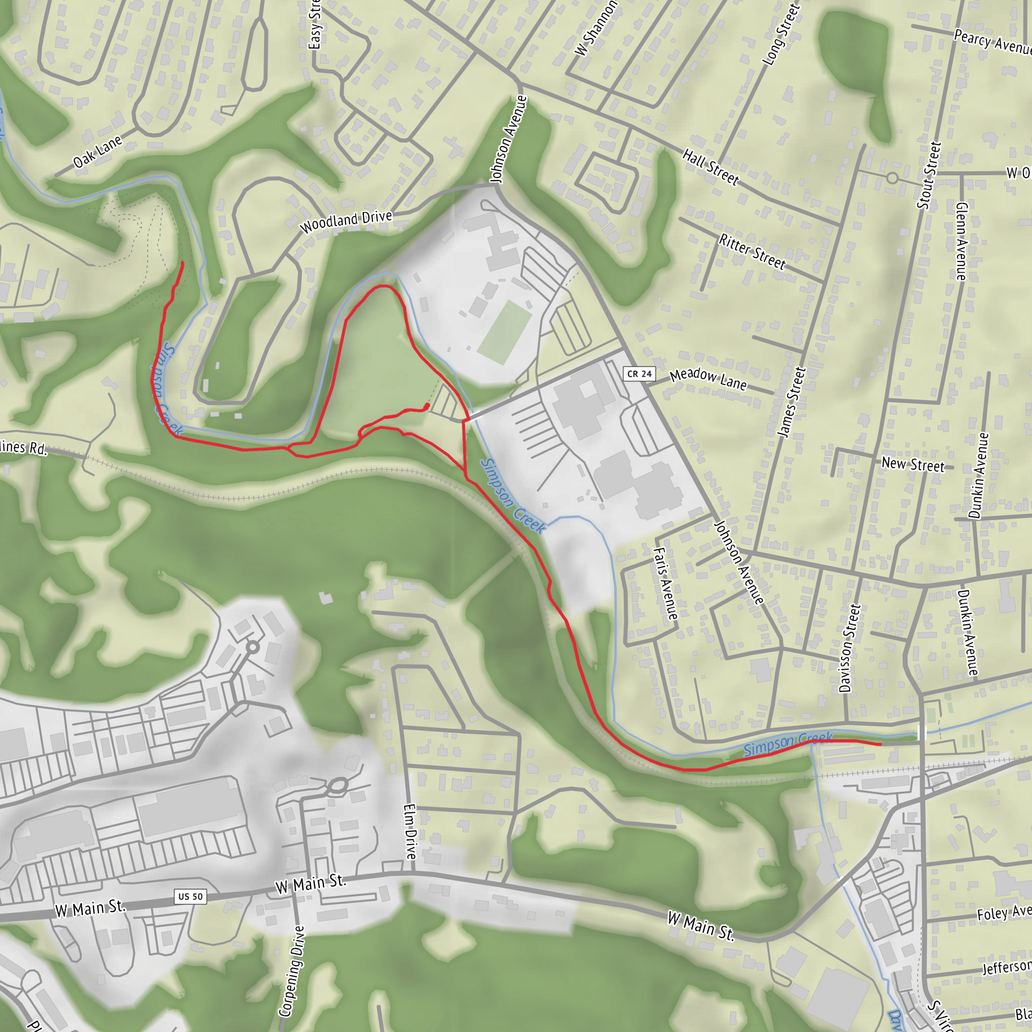 Bridgeport City Park Loop mobile static map