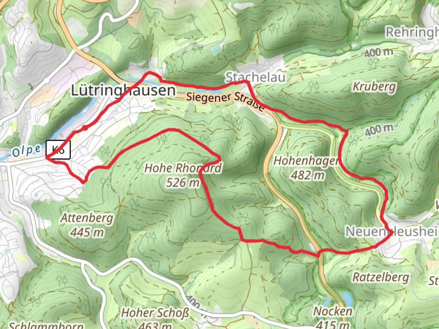 An image depicting the trail Rhonardrundweg Loop and its surrounding area.