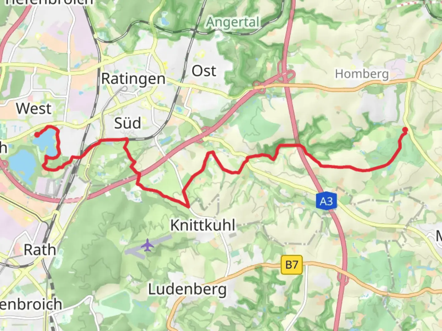 An image depicting the trail Gruener See to Homberg via Hackenbergweg and its surrounding area.