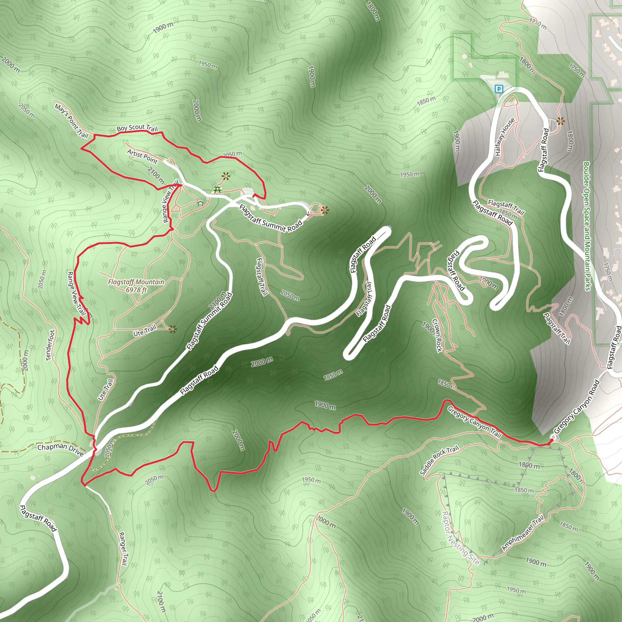 Gregory Canyon and Boy Scout Trail mobile static map
