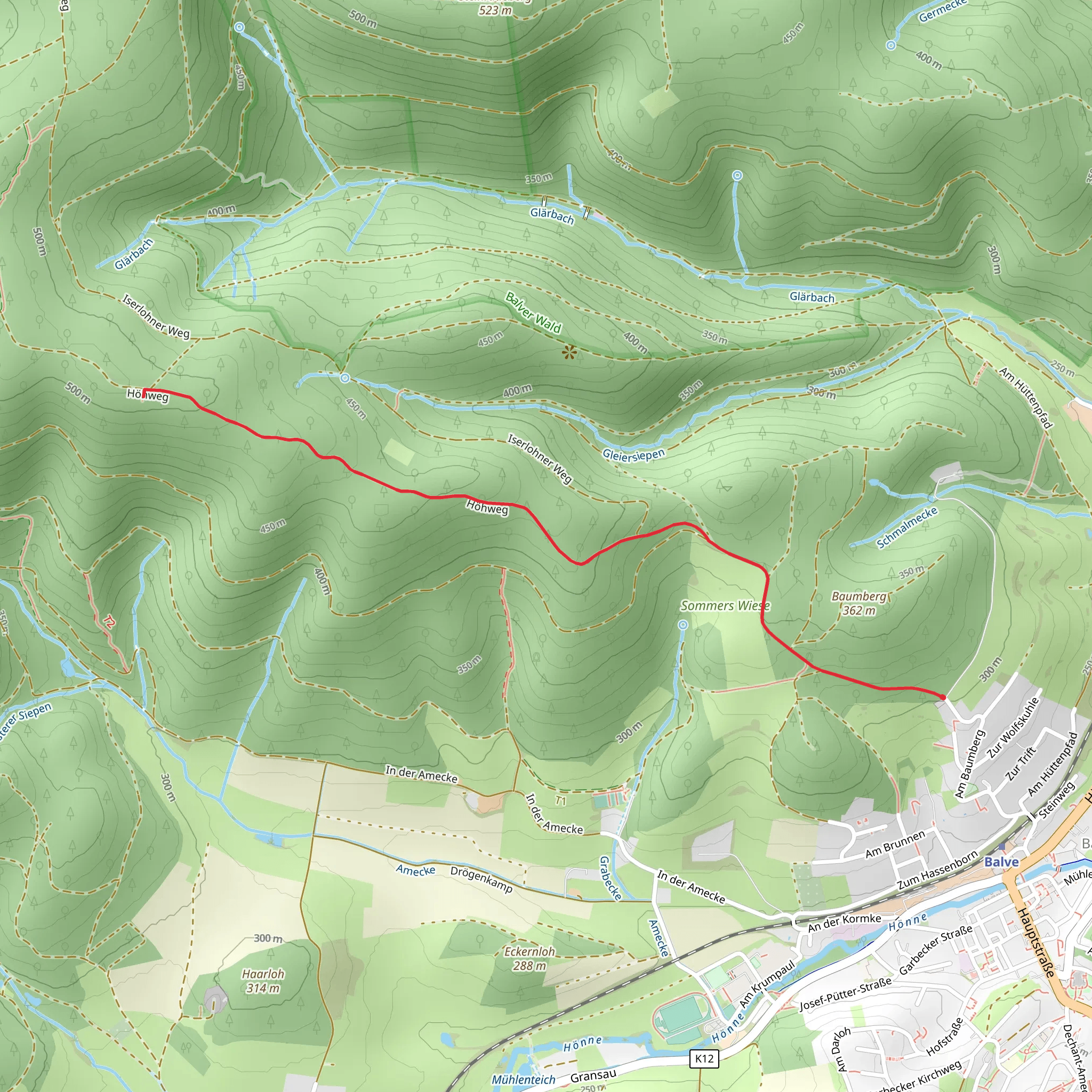 Höhweg Out and Back mobile static map
