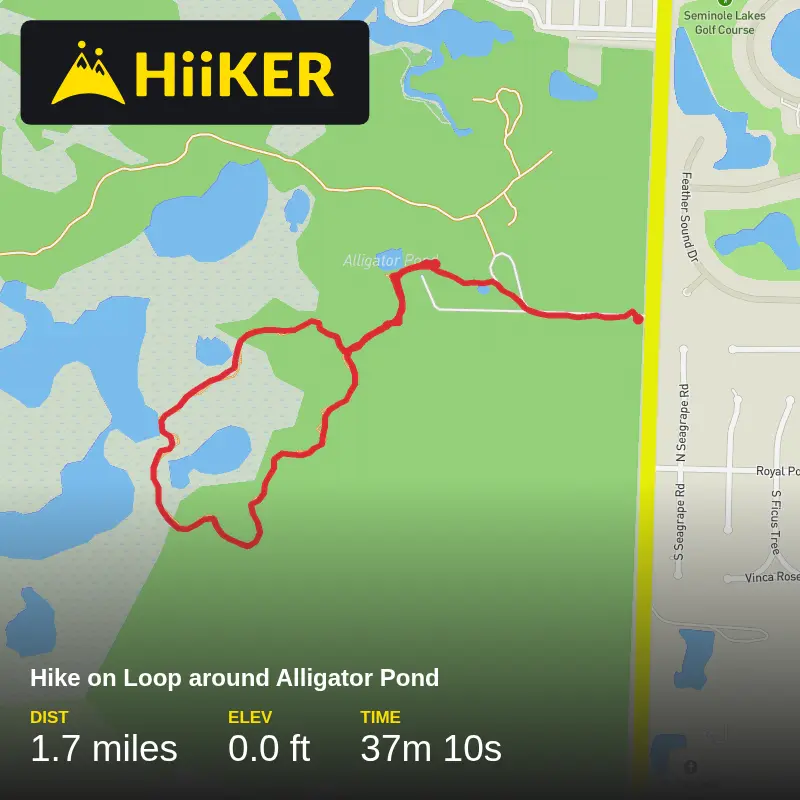 A map preview of the recording Hike on Loop around Alligator Pond.