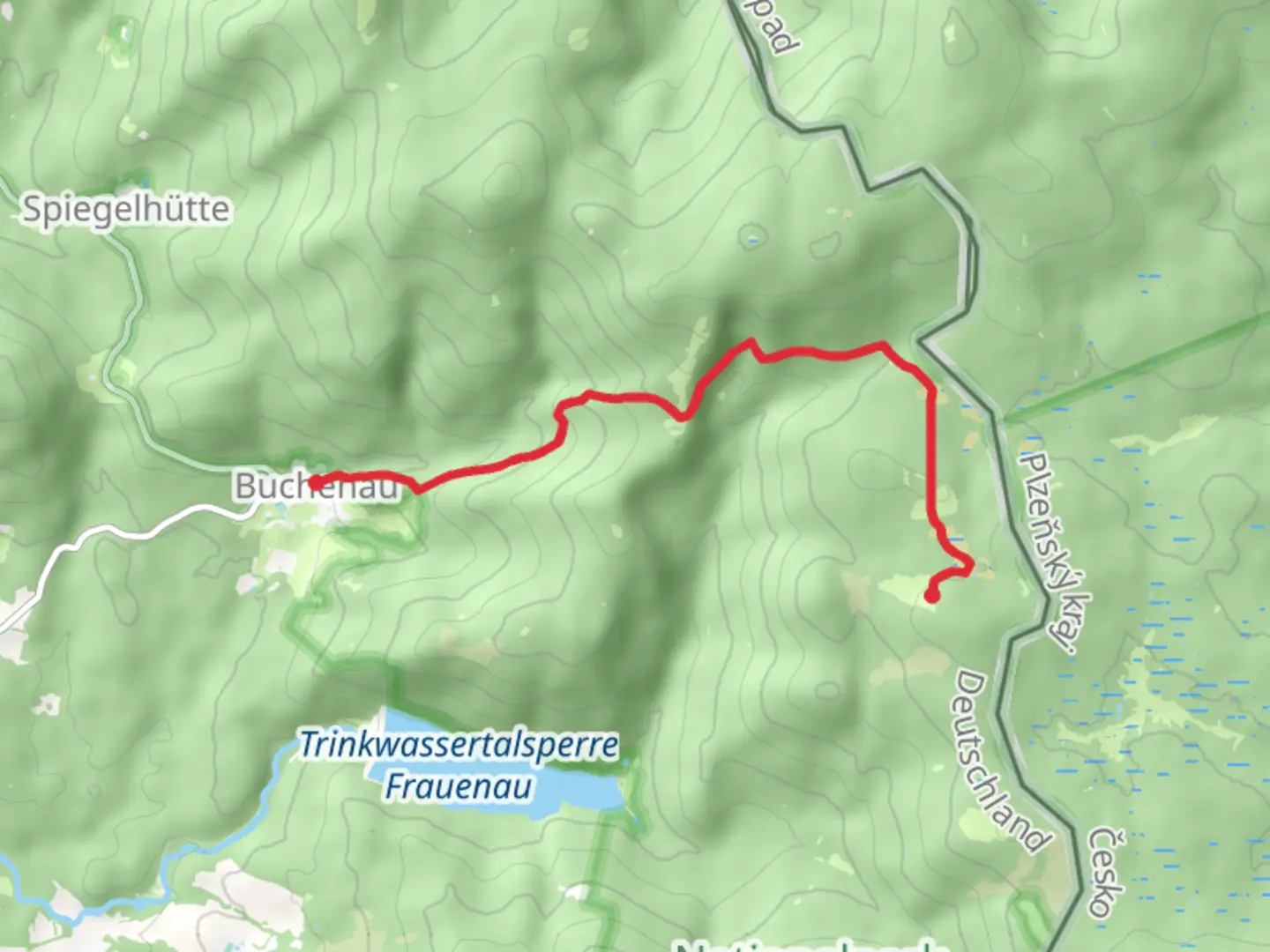 An image depicting the trail Buchenau to Hochschachten via Pestwurz and its surrounding area.